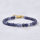 Natural Iolite Faceted 4mm Barrel Bracelet with Sterling Silver Extender