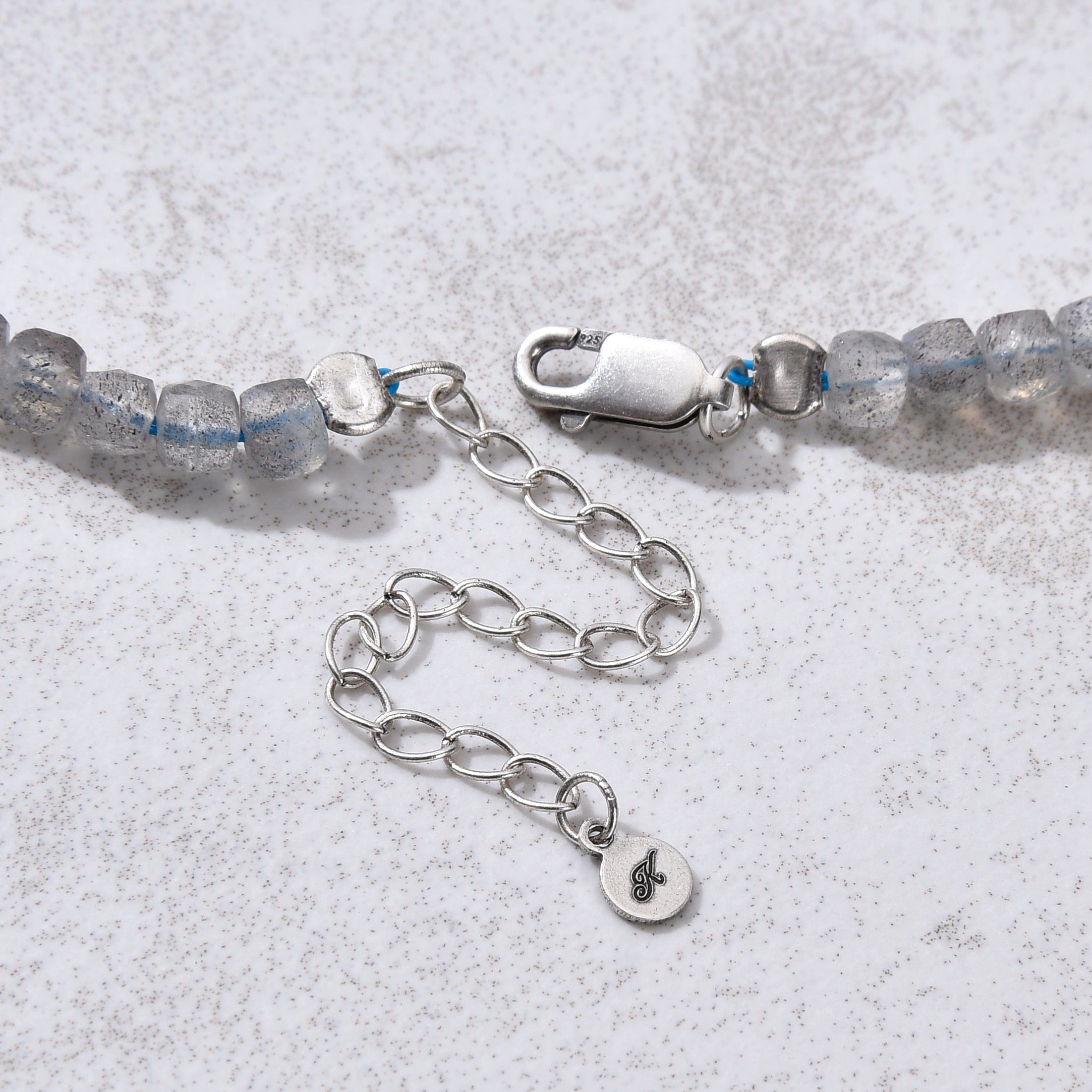 KALIFANO Gemstone Jewelry Natural Labradorite Faceted 4mm Barrel 16" Necklace with Sterling Silver Extender N4-41S-LB