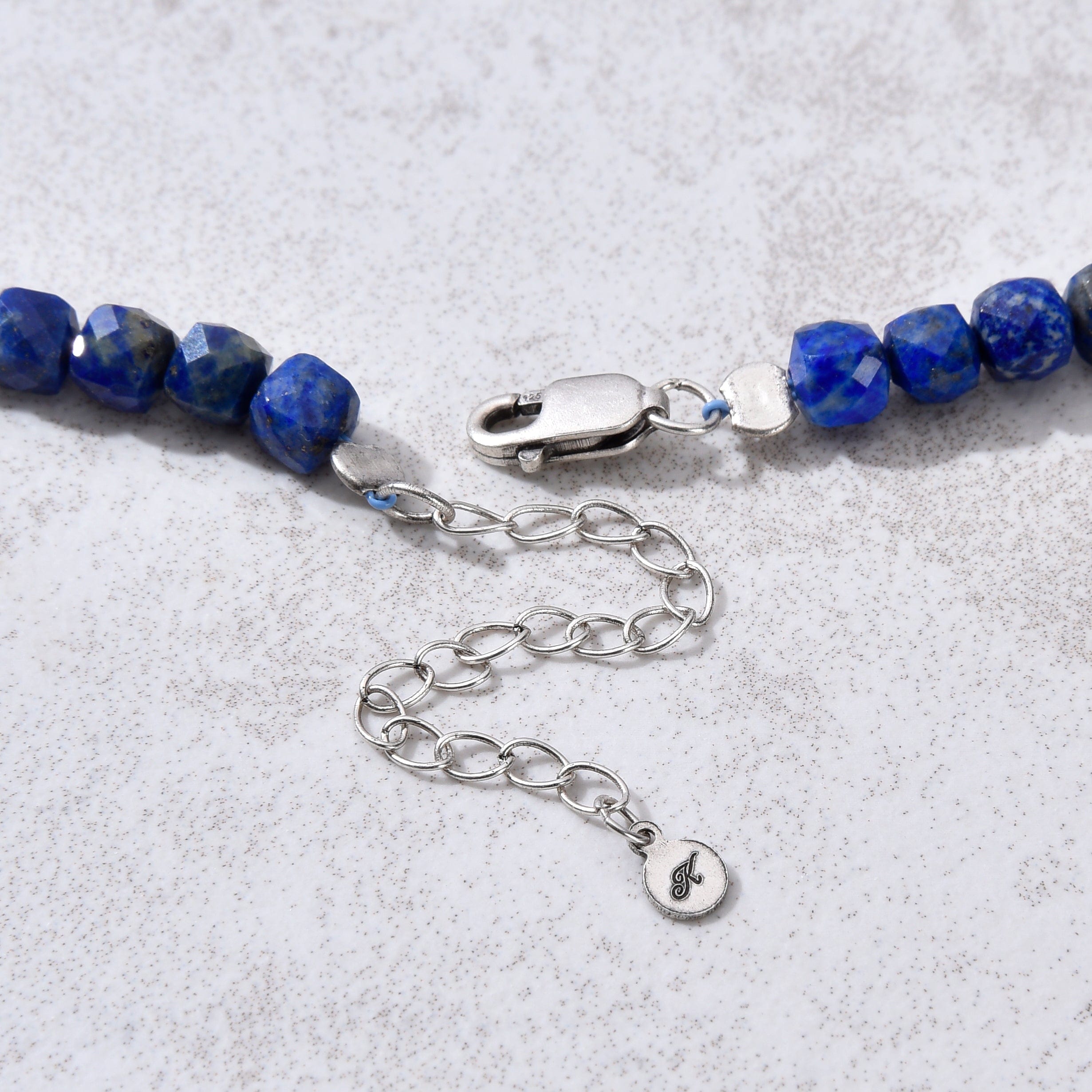 KALIFANO Gemstone Jewelry Natural Lapis Faceted 4mm Barrel 16" Necklace with Sterling Silver Extender N4-41S-LP
