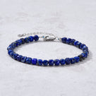 Natural Lapis Faceted 4mm Barrel Bracelet with Sterling Silver Extender