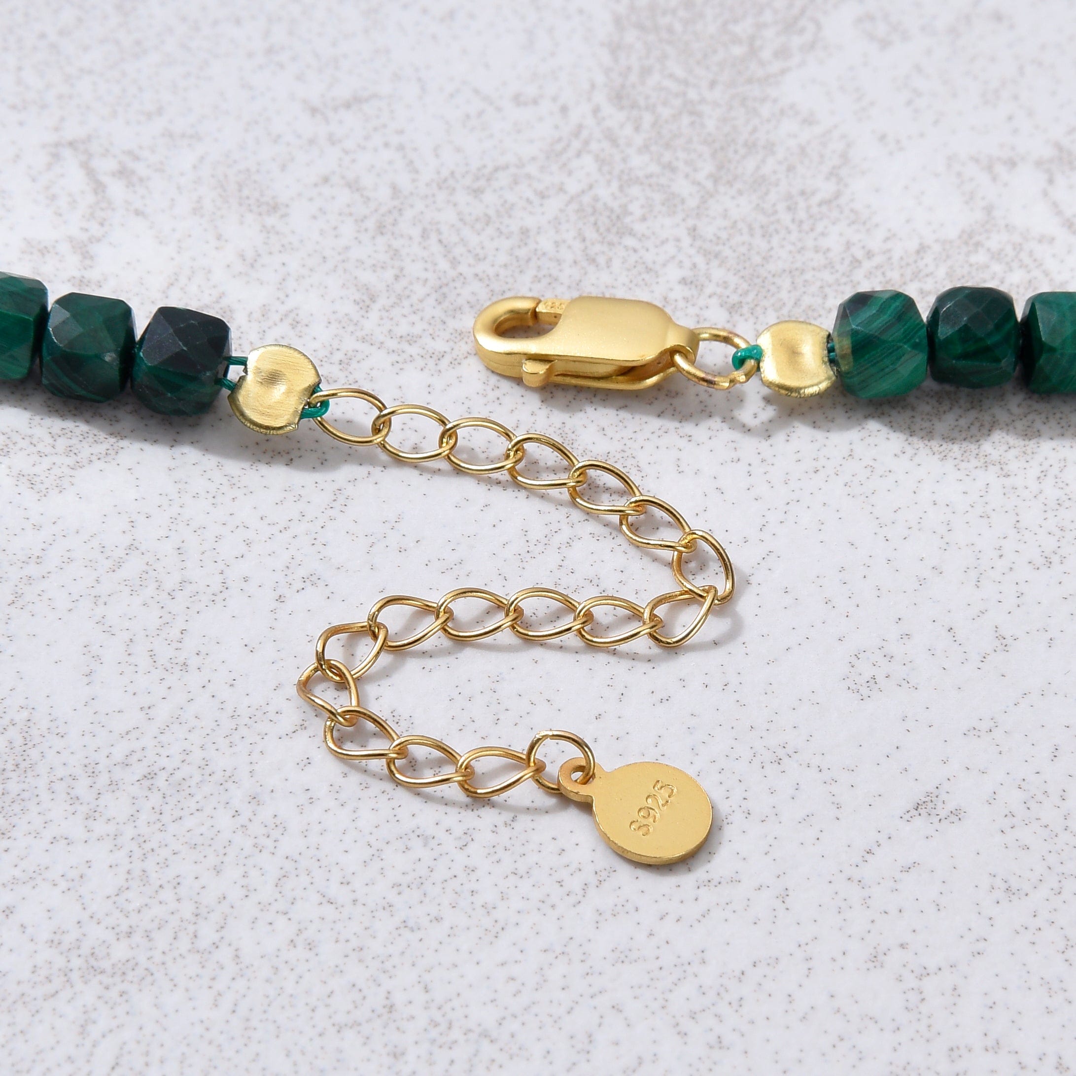 KALIFANO Gemstone Jewelry Natural Malachite Faceted 4mm Barrel 16" Necklace with Sterling Silver Extender N4-41G-MA