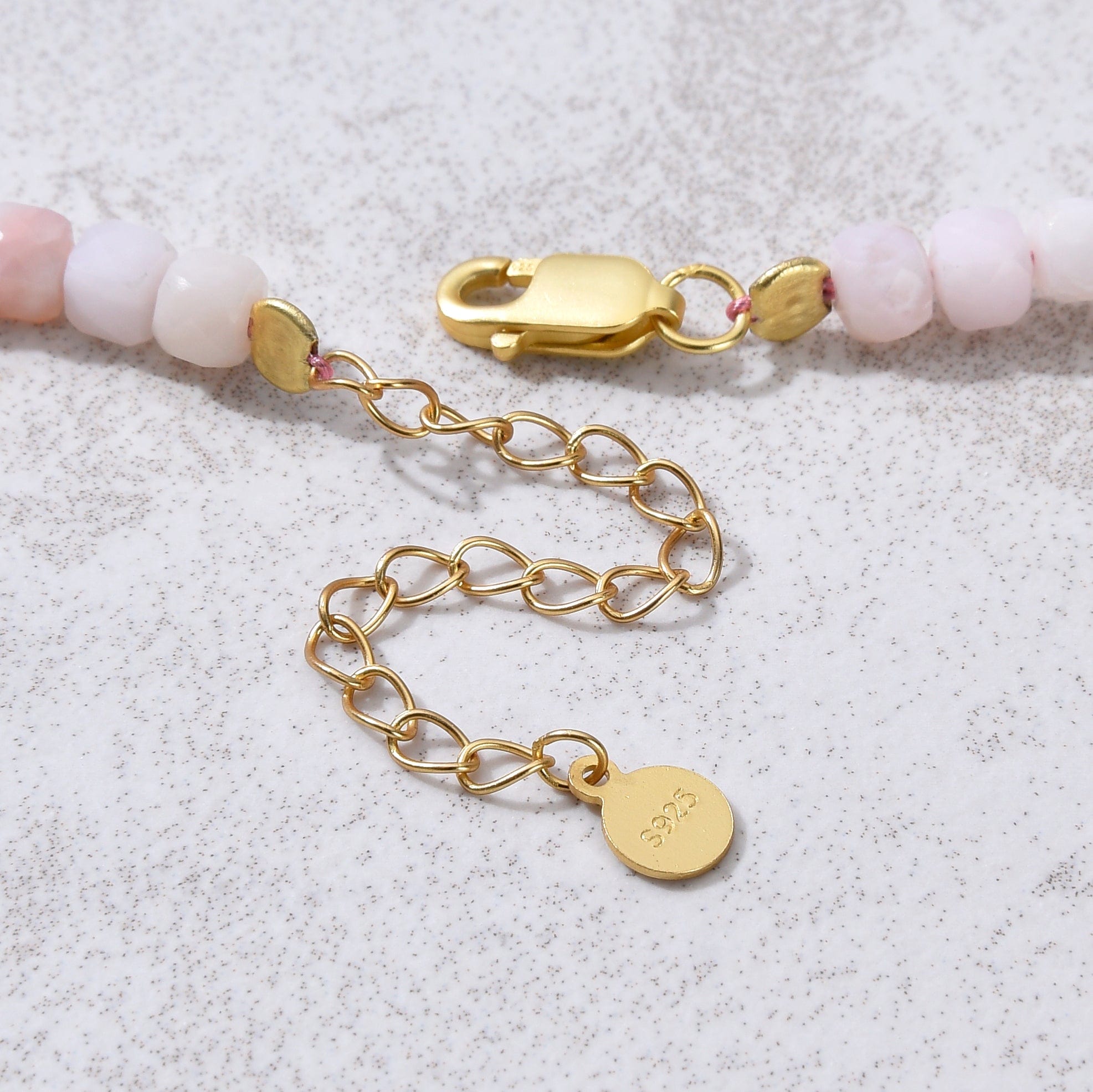 KALIFANO Gemstone Jewelry Natural Pink Opal Faceted 4mm Barrel 16" Necklace with Sterling Silver Extender N4-41G-PO