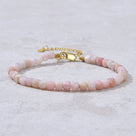 Natural Pink Opal Faceted 4mm Barrel Bracelet with Sterling Silver Extender