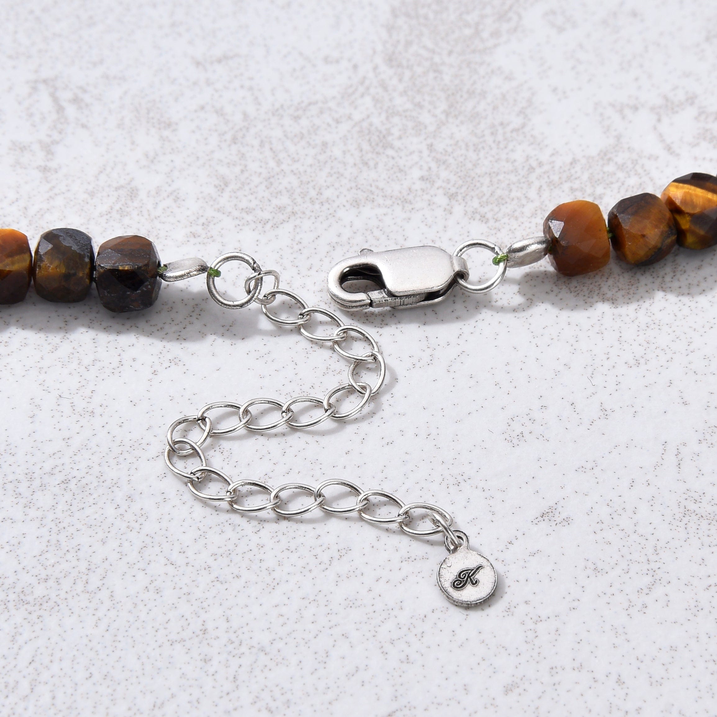 KALIFANO Gemstone Jewelry Natural Tiger Eye Faceted 4mm Barrel 16" Necklace with Sterling Silver Extender N4-41S-TE
