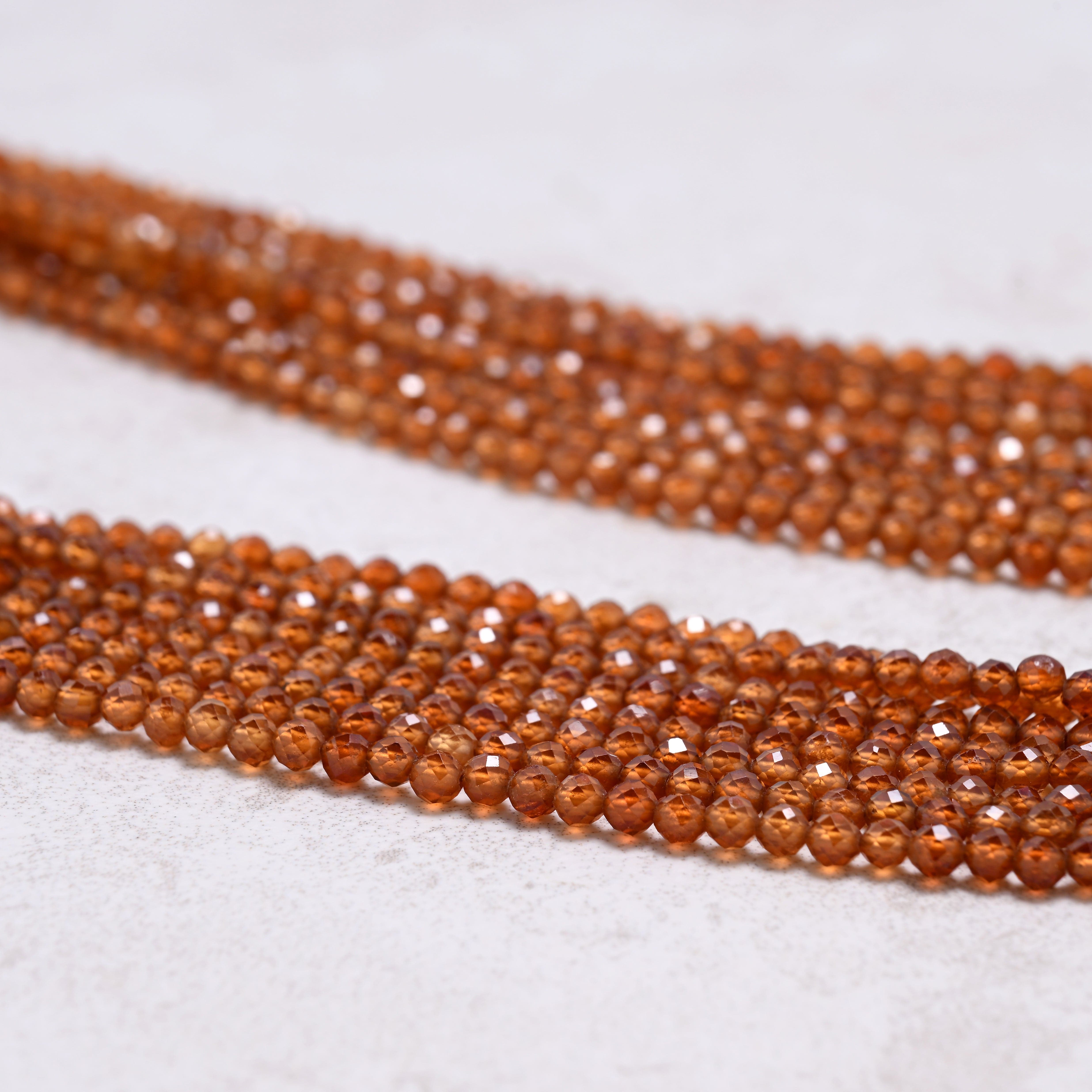 KALIFANO Gemstone Jewelry Orange Garnet 3mm Necklace With Sterling Silver Clasp - 16" CCN8-OG