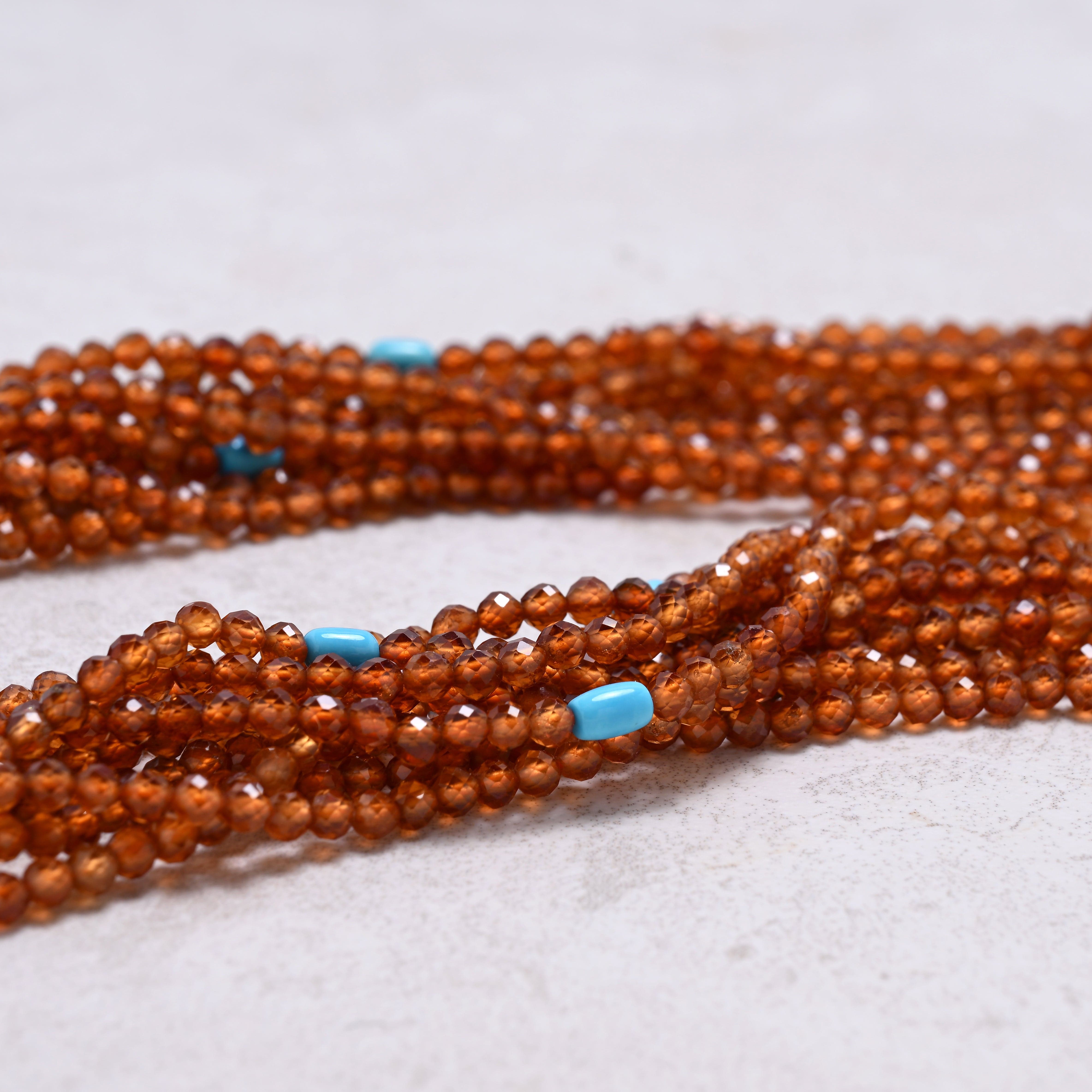 KALIFANO Gemstone Jewelry Orange Garnet 3mm Necklace With Sterling Silver Clasp - 21.5" CCN10-OG
