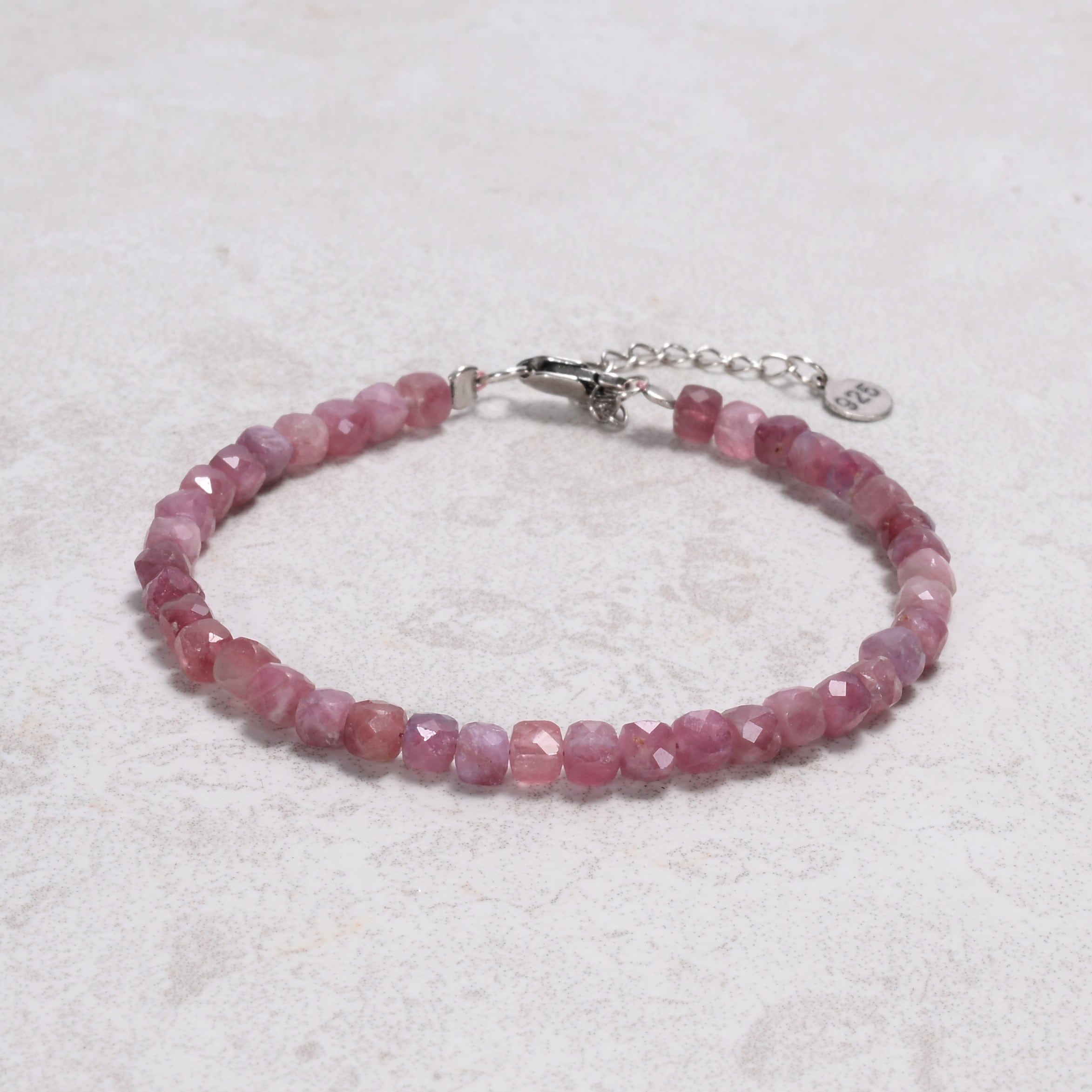 KALIFANO Gemstone Jewelry Pink Tourmaline 4mm Natural Gemstone Bracelet with Sterling Silver Clasp B4-16S-PTR