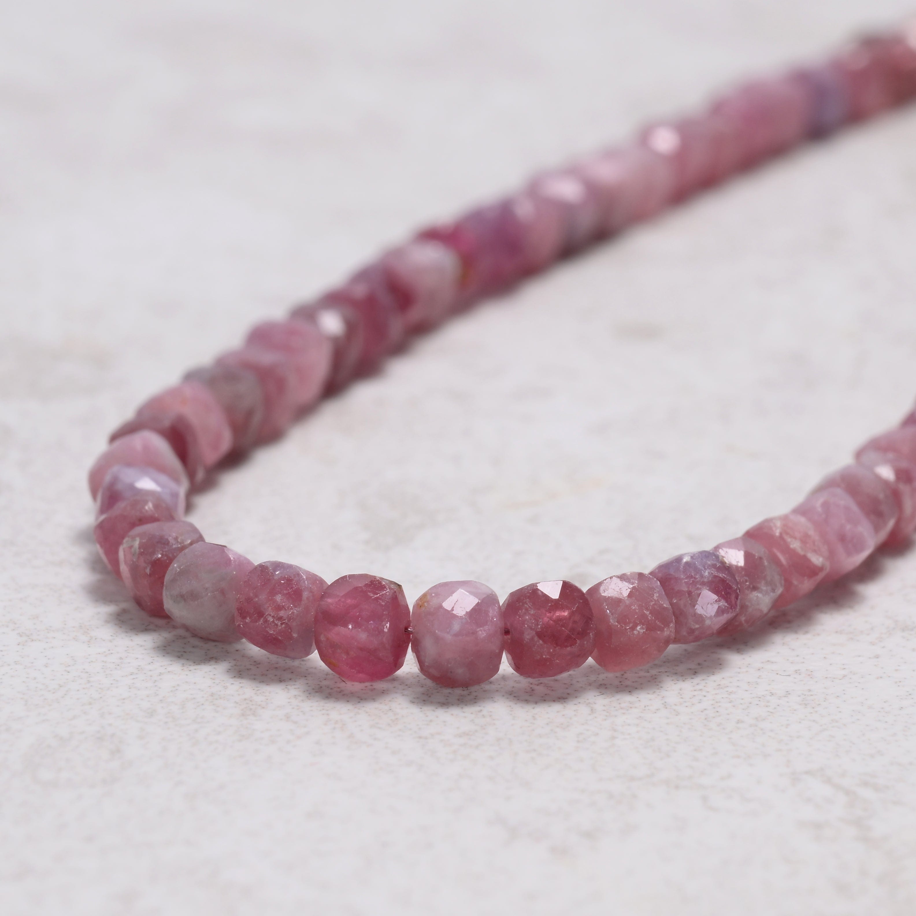KALIFANO Gemstone Jewelry Pink Tourmaline 4mm Necklace With Sterling Silver Clasp - 16" N4-41S-PTR