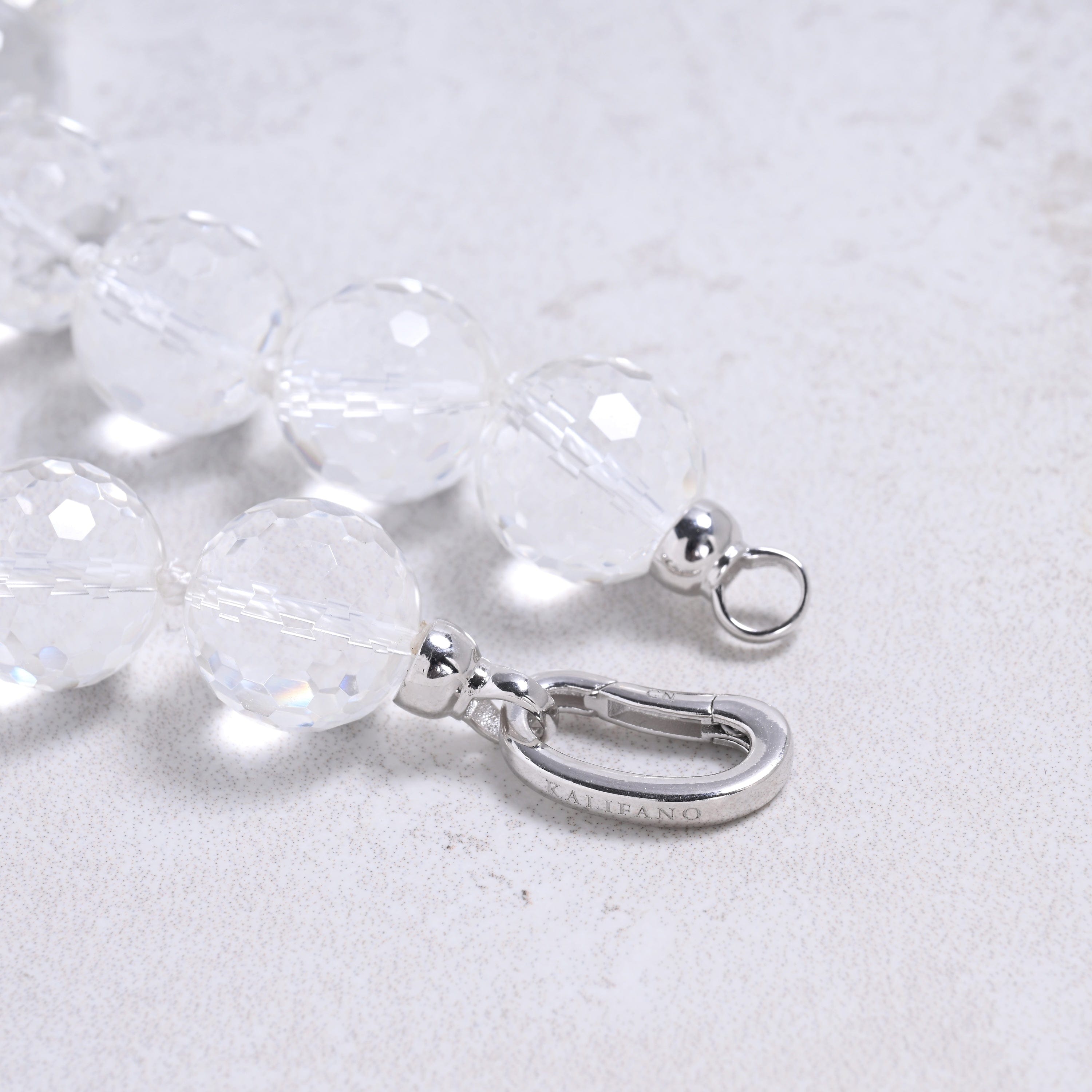 Kalifano Gemstone Jewelry Quartz 16mm Round Gemstone Necklace with Sterling Silver Clasp - 22" 9SN-QZ