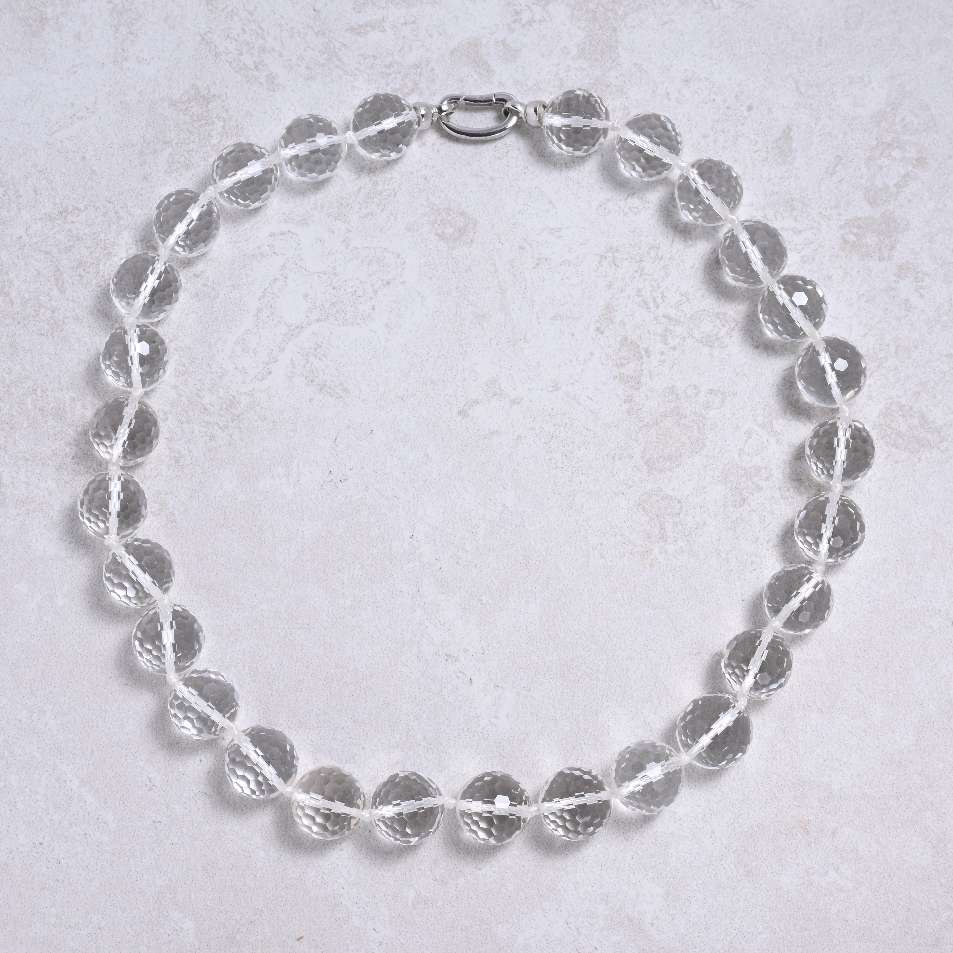 Kalifano Gemstone Jewelry Quartz 16mm Round Gemstone Necklace with Sterling Silver Clasp - 22" 9SN-QZ