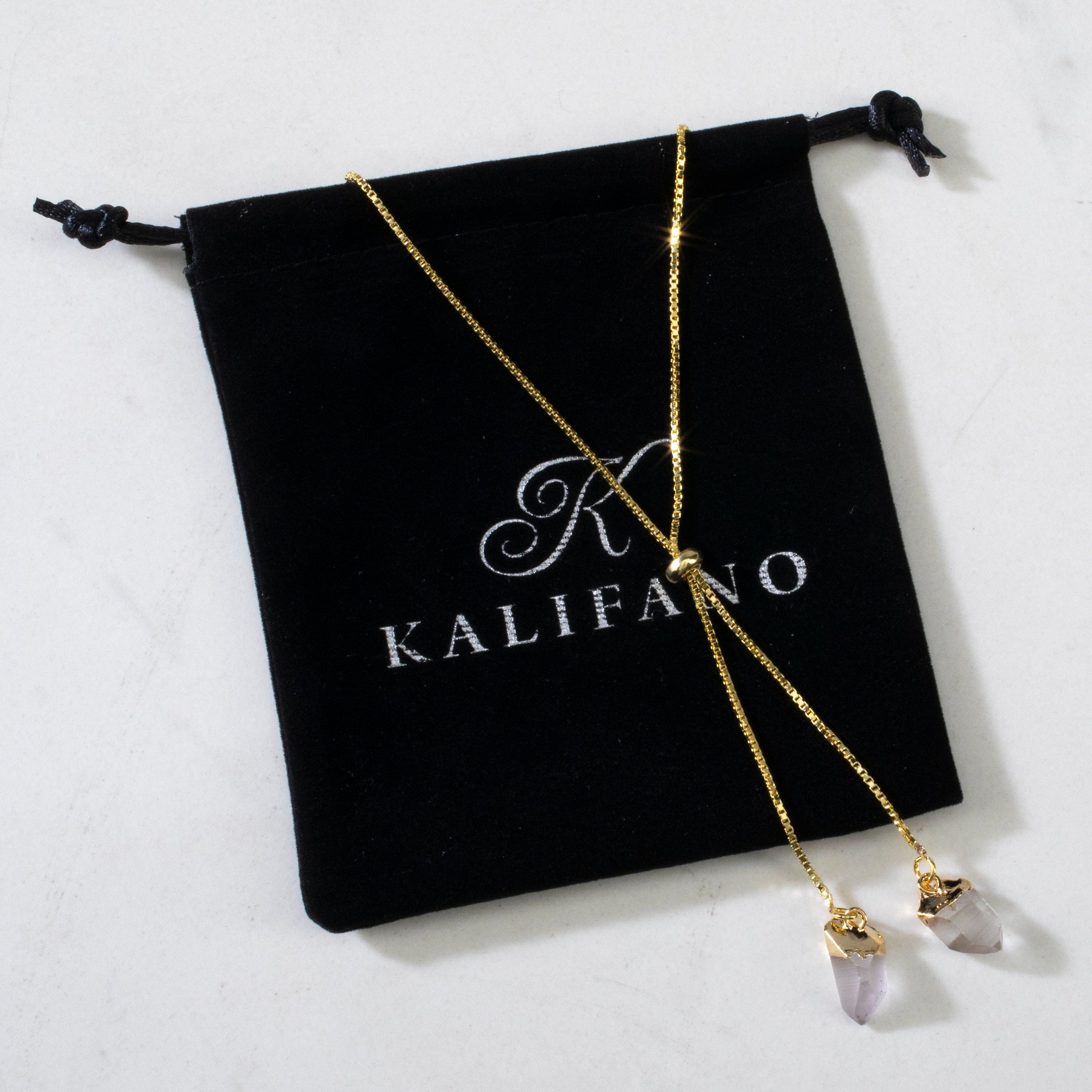 KALIFANO Gemstone Jewelry Quartz Bolo Necklace CJN-2S-QZ
