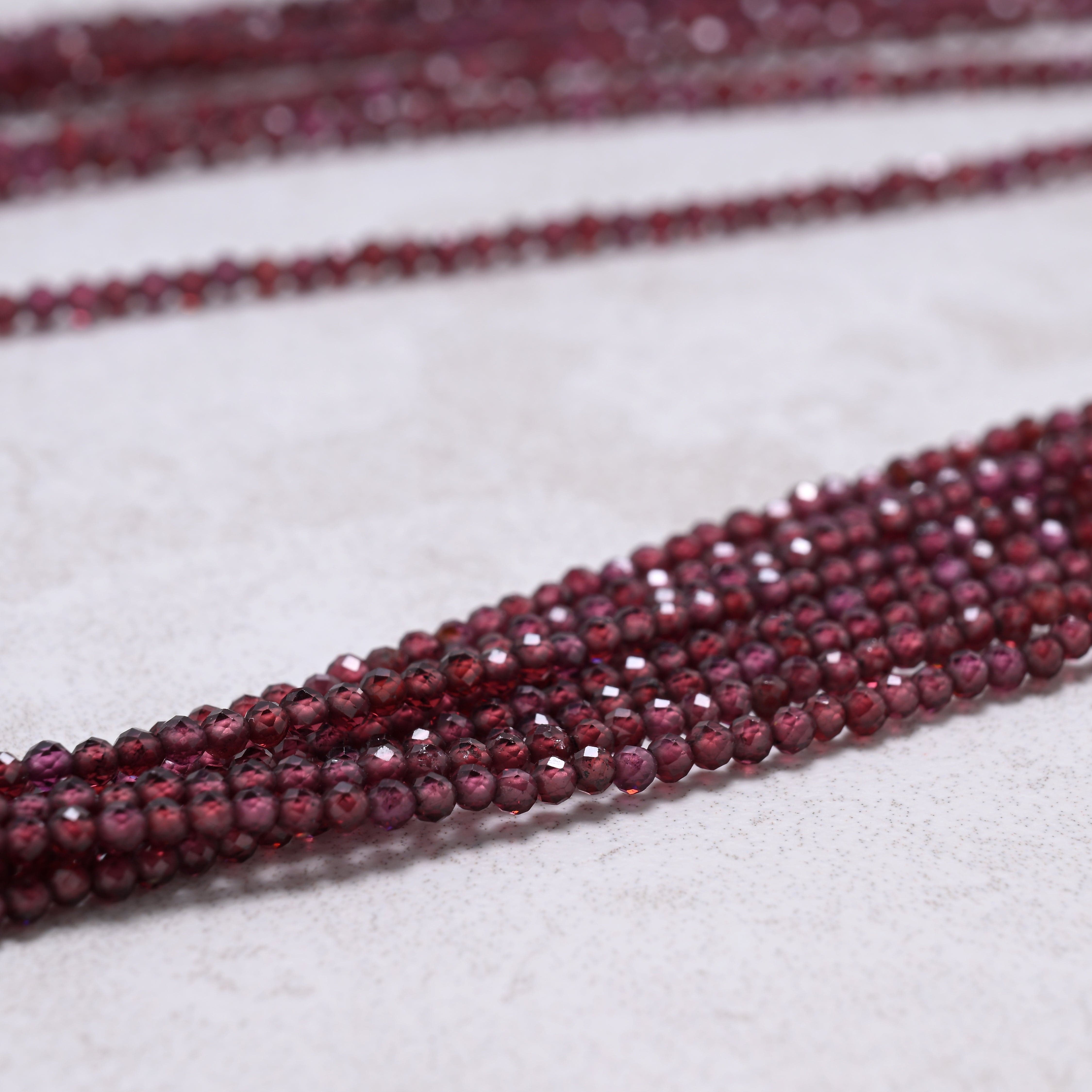 KALIFANO Gemstone Jewelry Red Garnet 2.5mm Necklace With Sterling Silver Clasp - 16" CCN8-GA