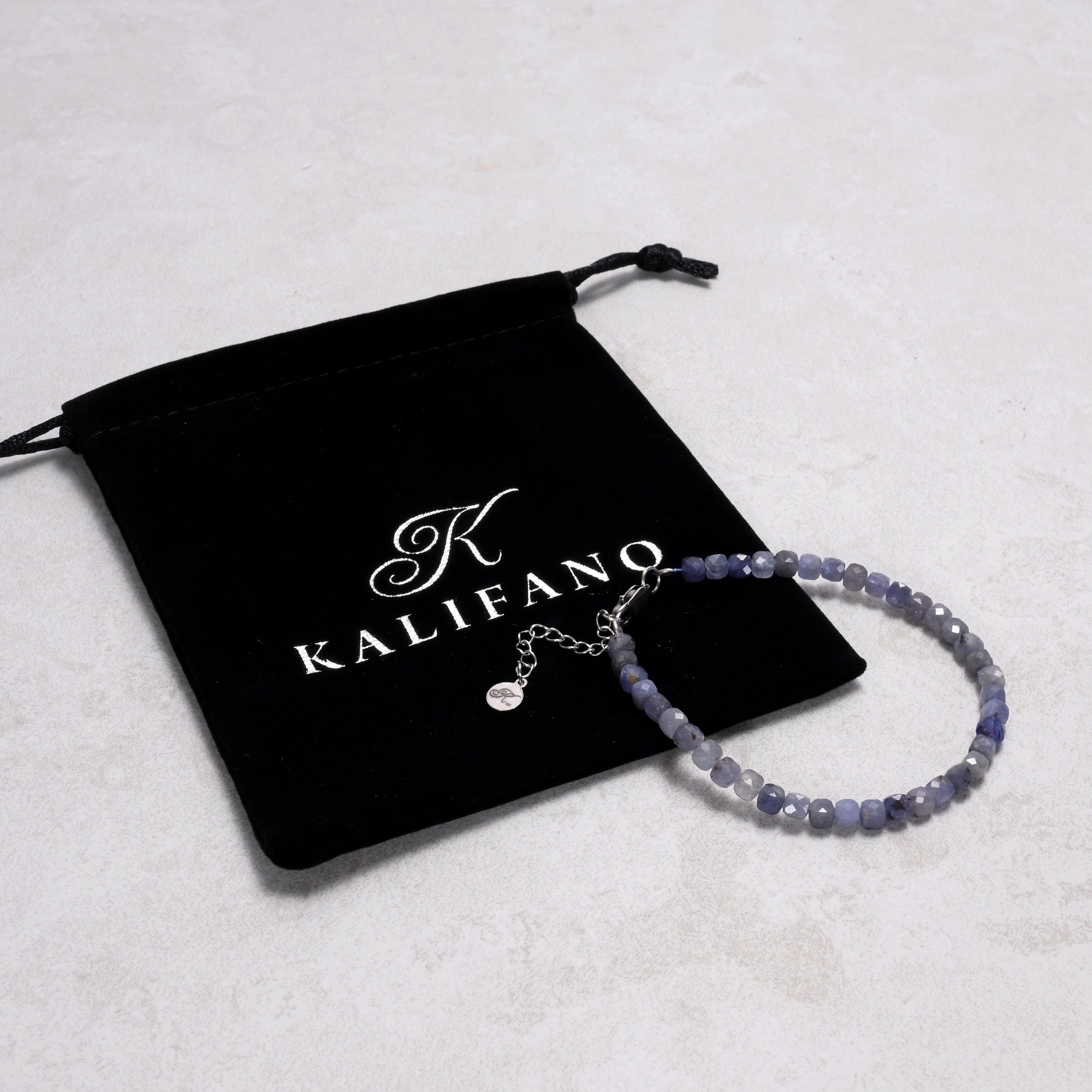 KALIFANO Gemstone Jewelry Tanzanite 4mm Natural Gemstone Bracelet with Sterling Silver Clasp B4-16S-TZ