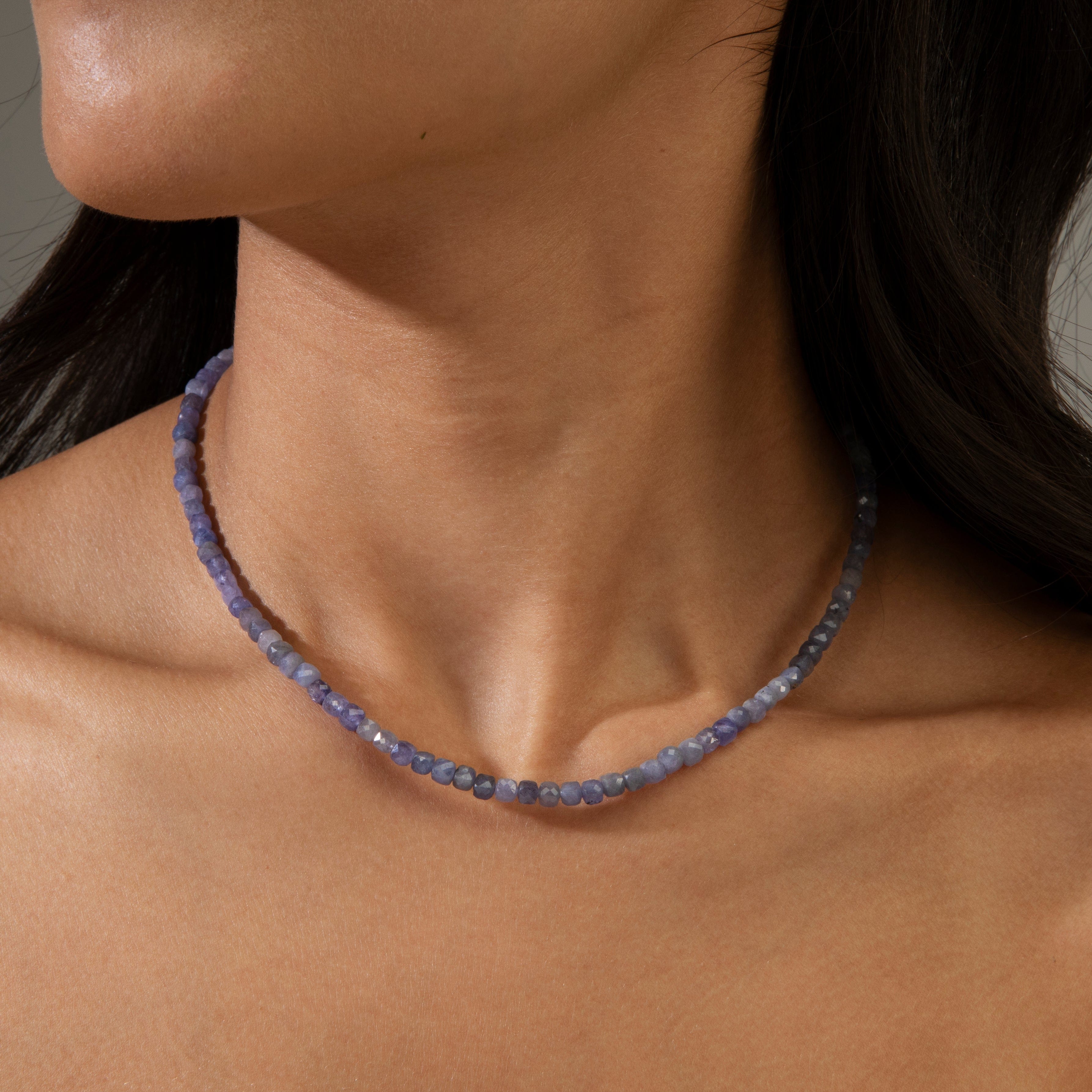 KALIFANO Gemstone Jewelry Tanzanite 4mm Necklace With Sterling Silver Clasp - 16" N4-41S-TZ
