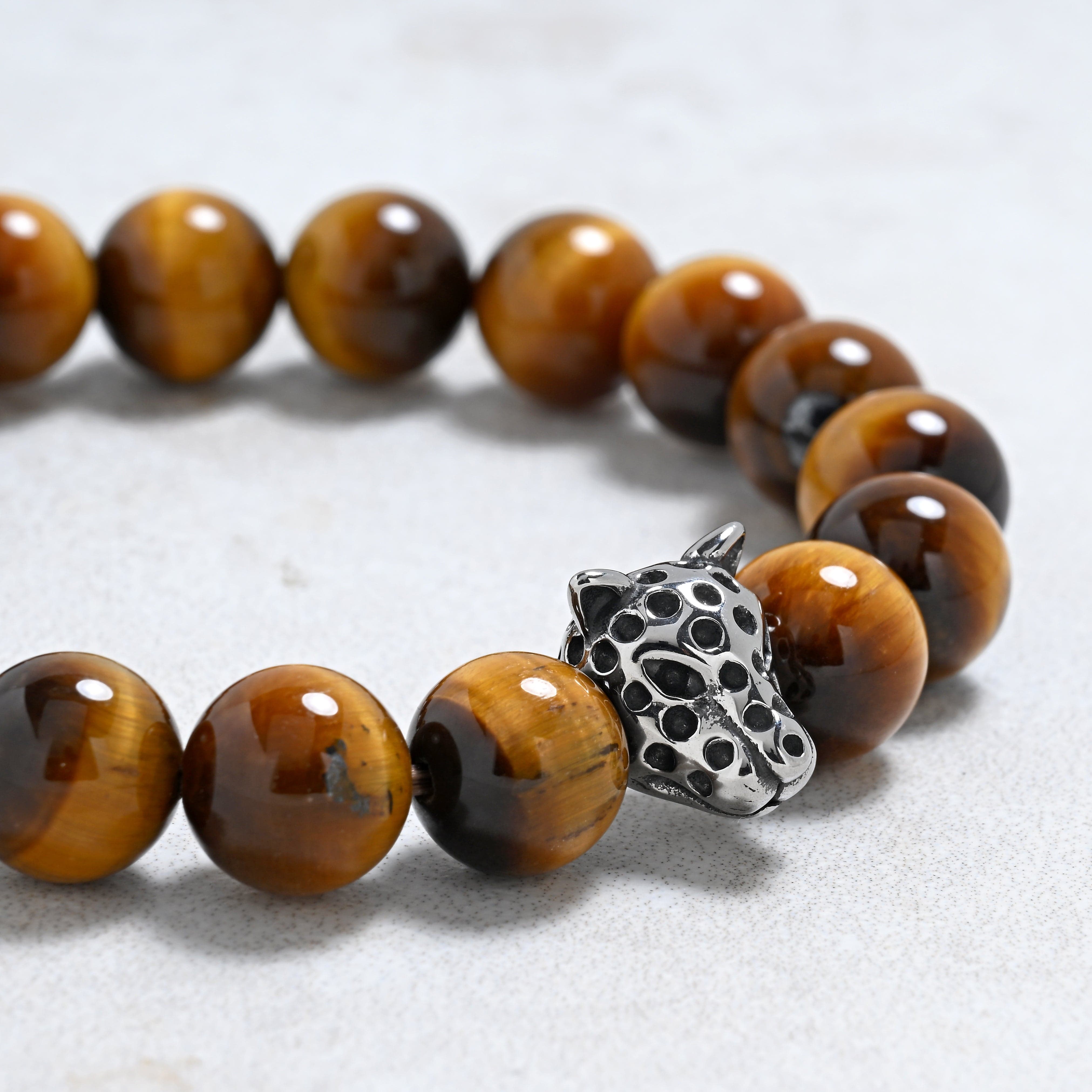 KALIFANO Gemstone Jewelry Tiger Eye 10mm Natural Gemstone Stretch Bracelet