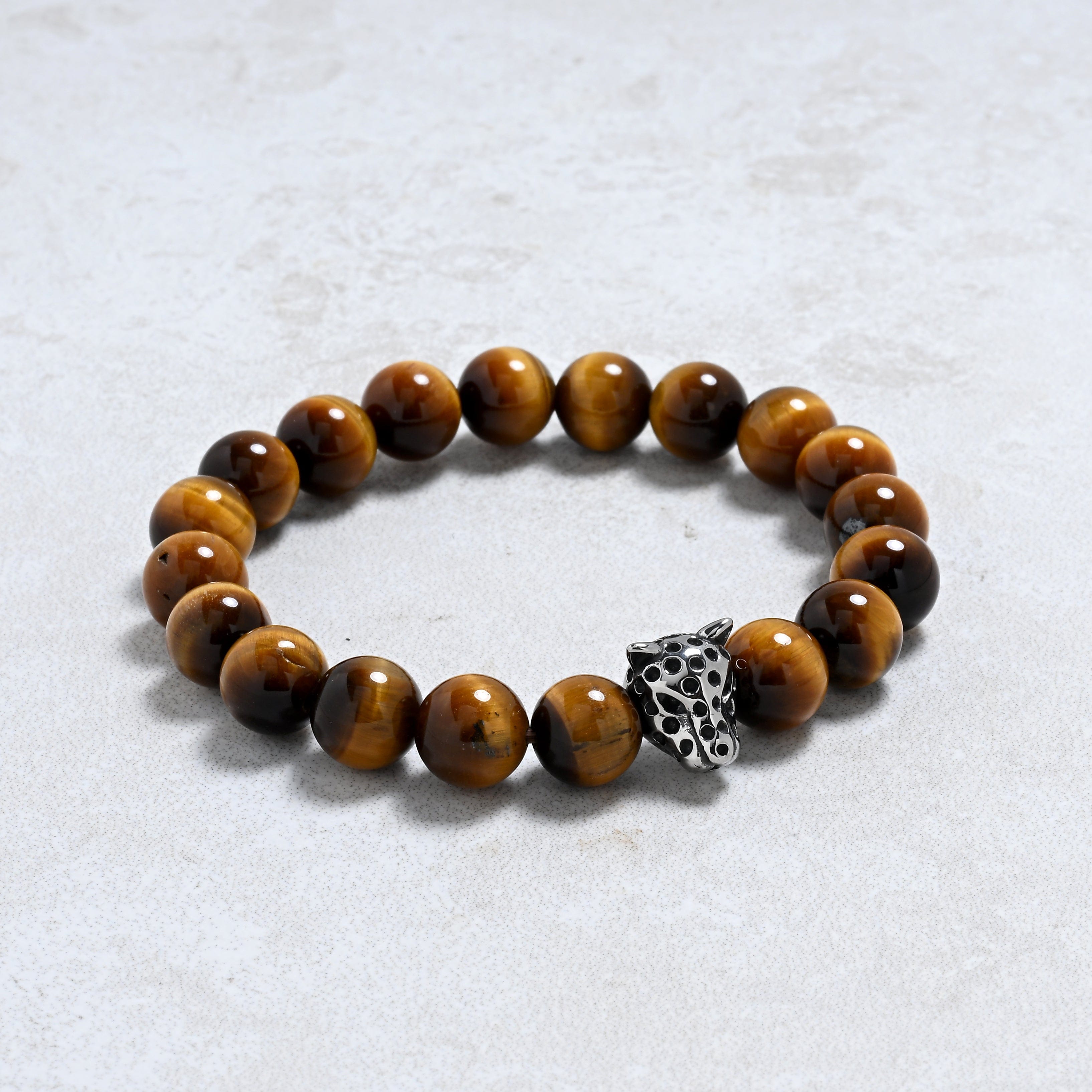 KALIFANO Gemstone Jewelry Tiger Eye 10mm Natural Gemstone Stretch Bracelet