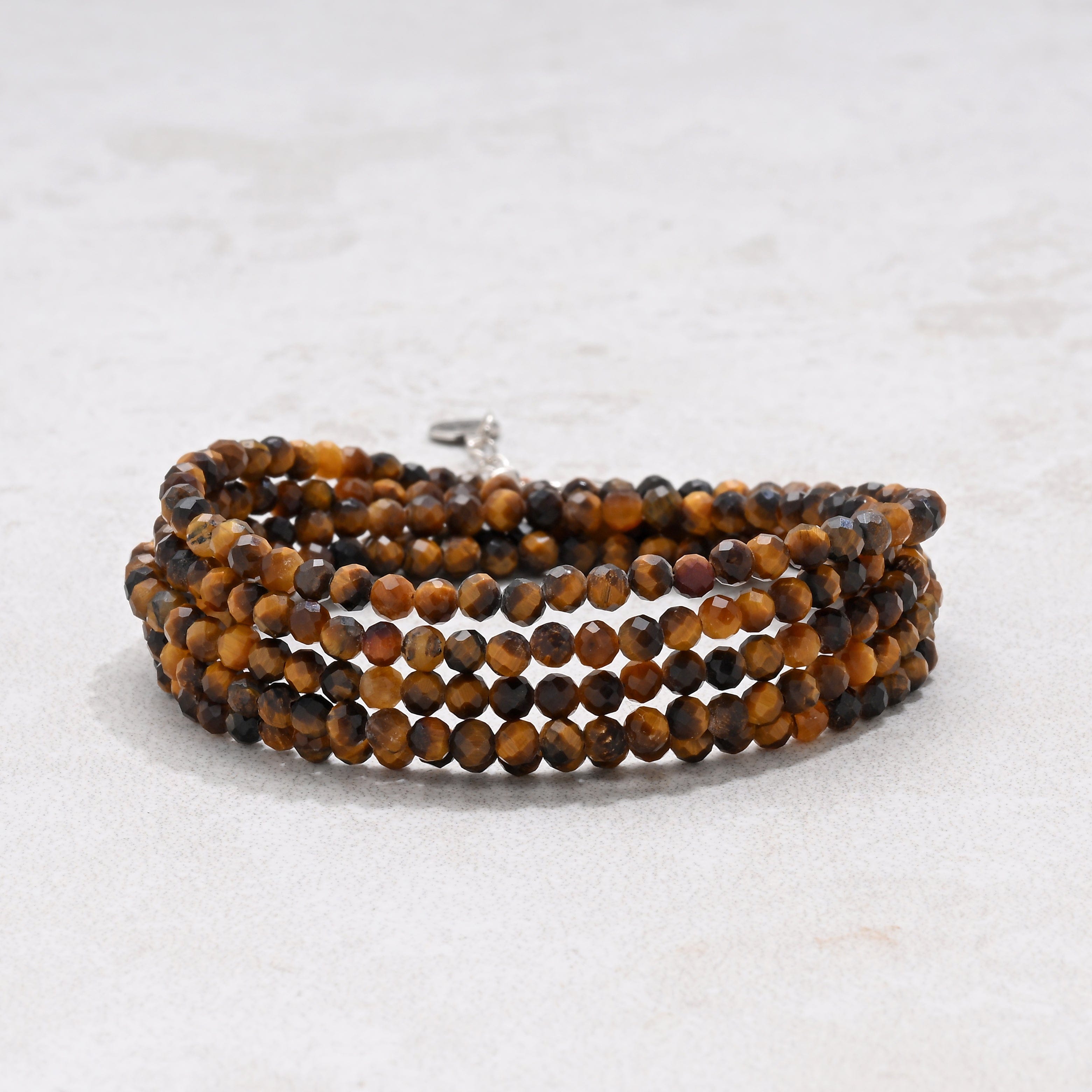 KALIFANO Gemstone Jewelry Tiger Eye 3mm Necklace With Sterling Silver Clasp - 31" N3-79S-TE