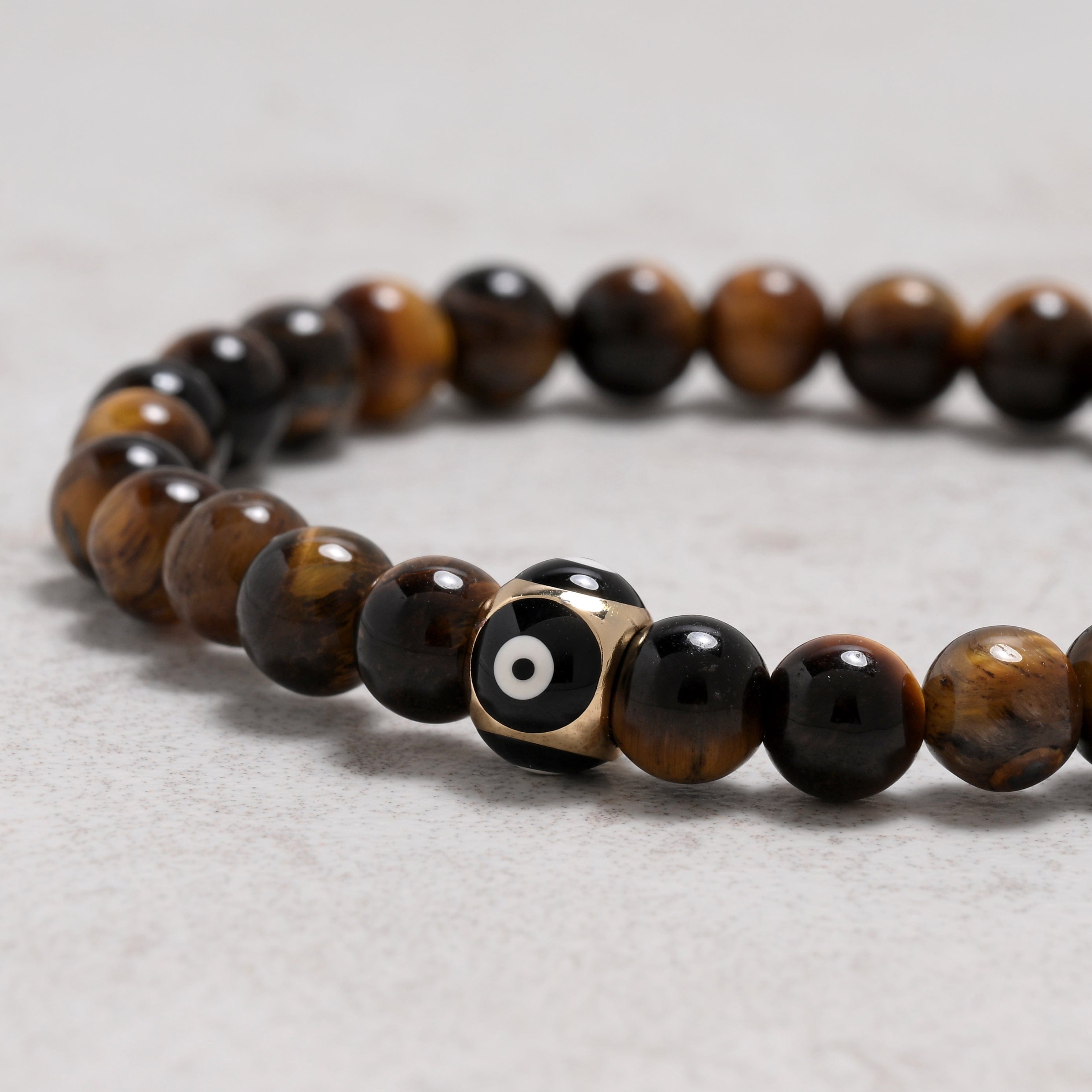 KALIFANO Gemstone Jewelry Tiger Eye 6mm Natural Gemstone Stretch Bracelet