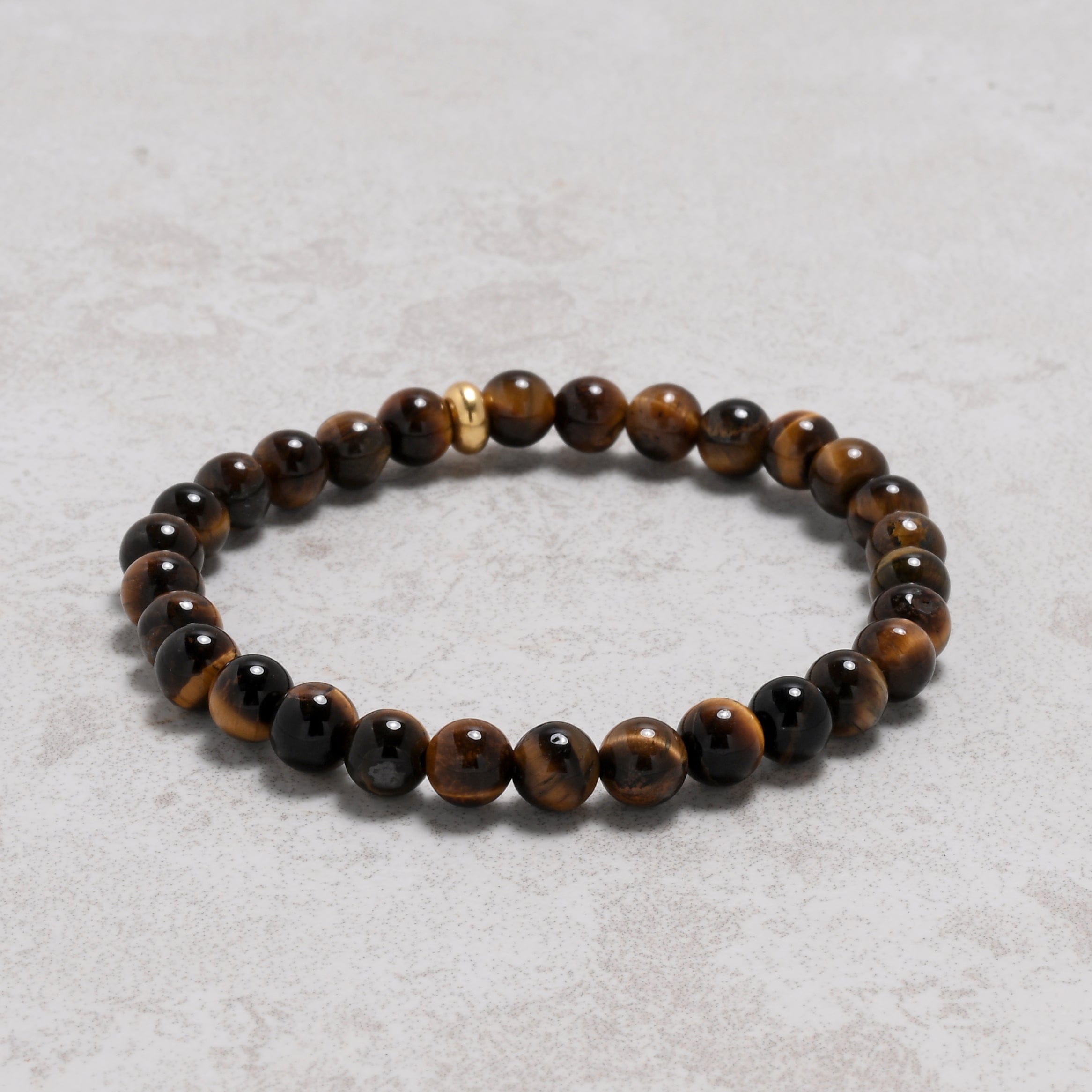 KALIFANO Gemstone Jewelry Tiger Eye 6mm Natural Gemstone Stretch Bracelet