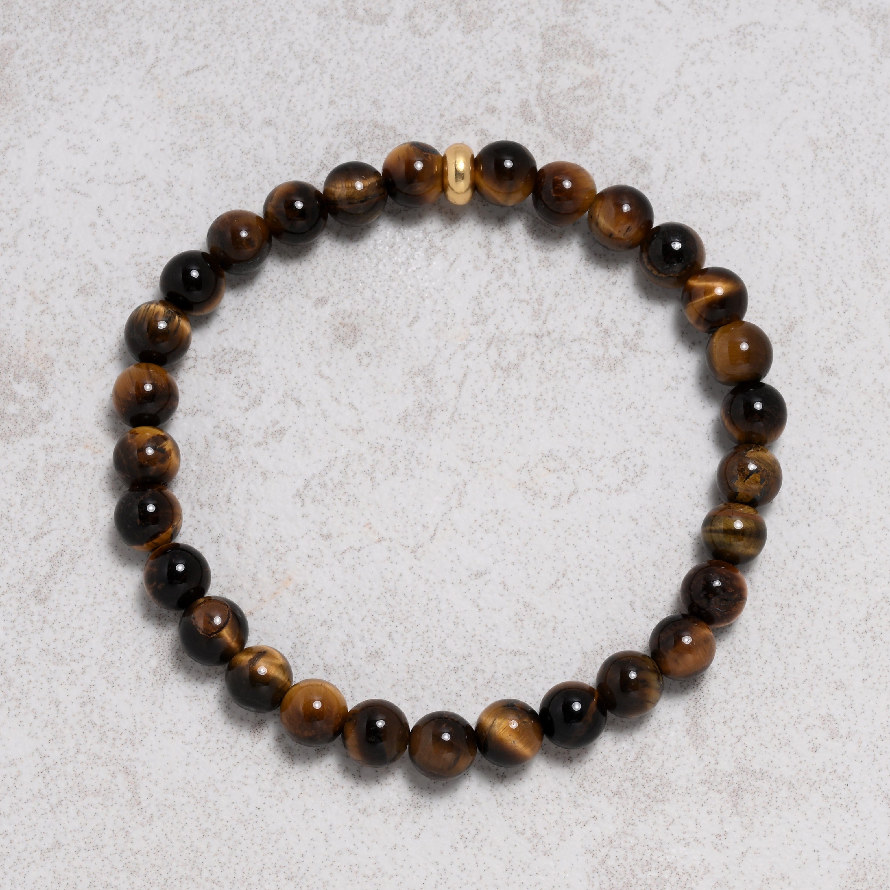 KALIFANO Gemstone Jewelry Tiger Eye 6mm Natural Gemstone Stretch Bracelet