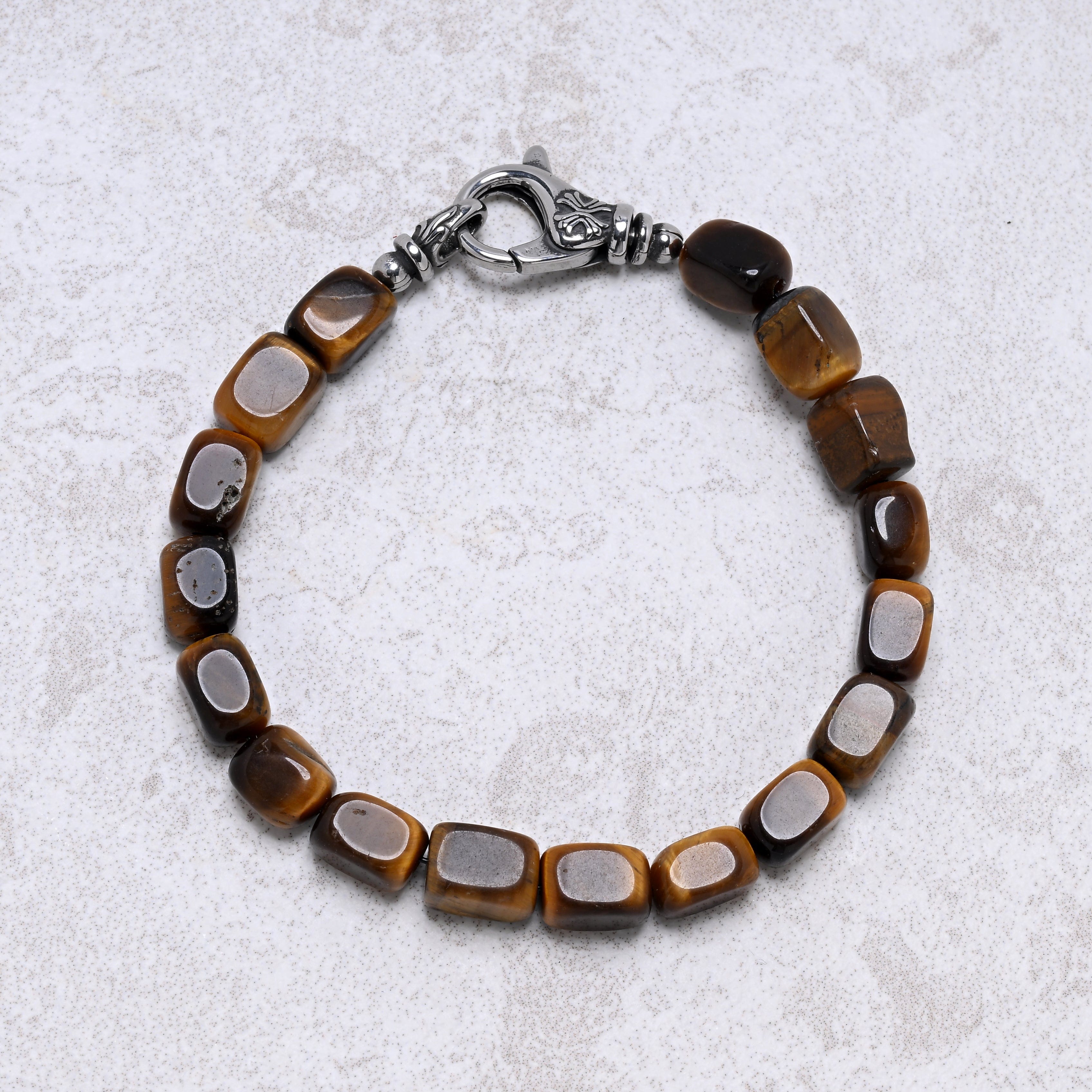 KALIFANO Gemstone Jewelry Tiger Eye 6x9mm Natural Gemstone Bracelet