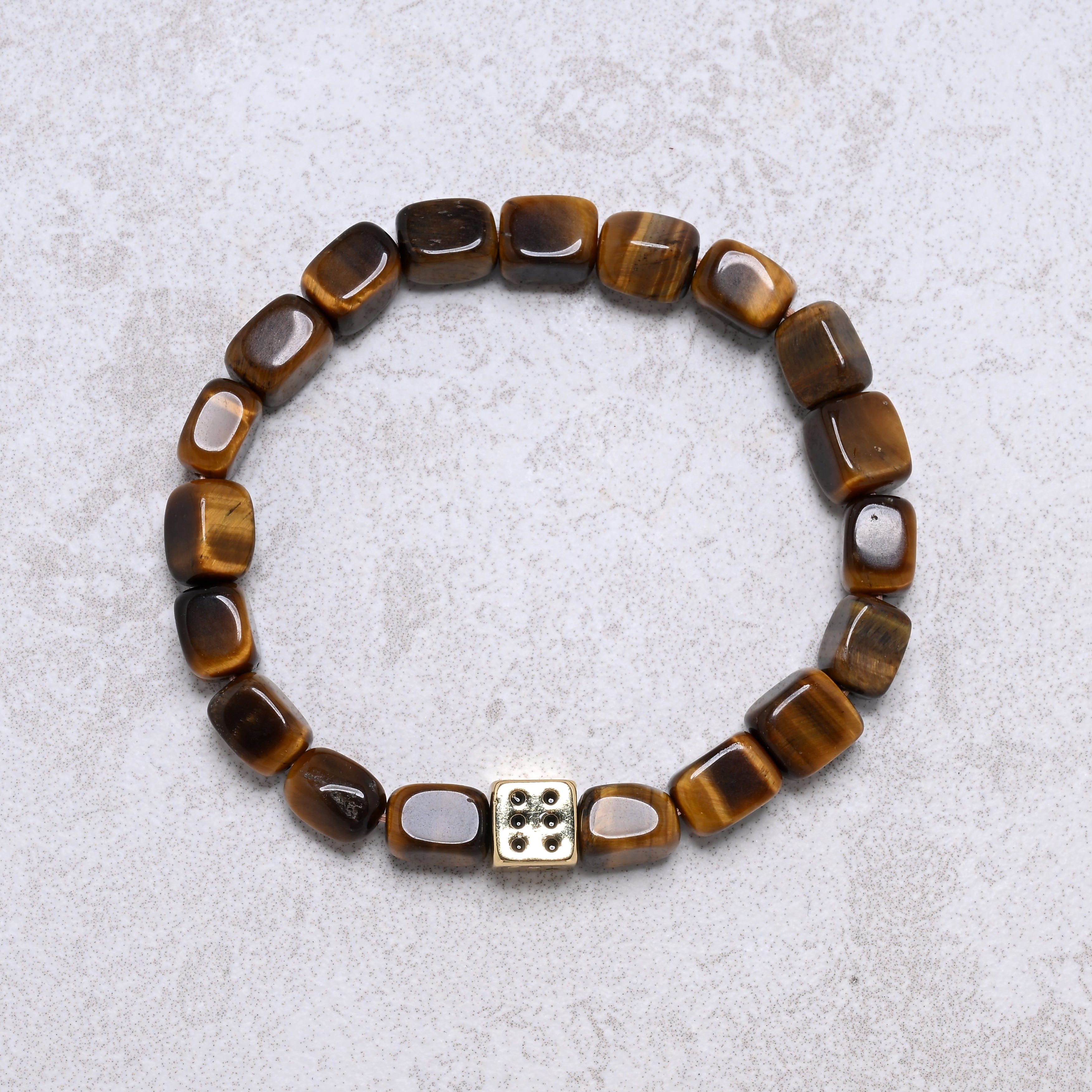 KALIFANO Gemstone Jewelry Tiger Eye 6x9mm Natural Gemstone Stretch Bracelet