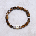 Tiger Eye Natural Gemstone Stretch Bracelet With Dice Accent Bead