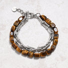 Tiger Eye & Hardware Style Stainless Steel Chain Bracelet