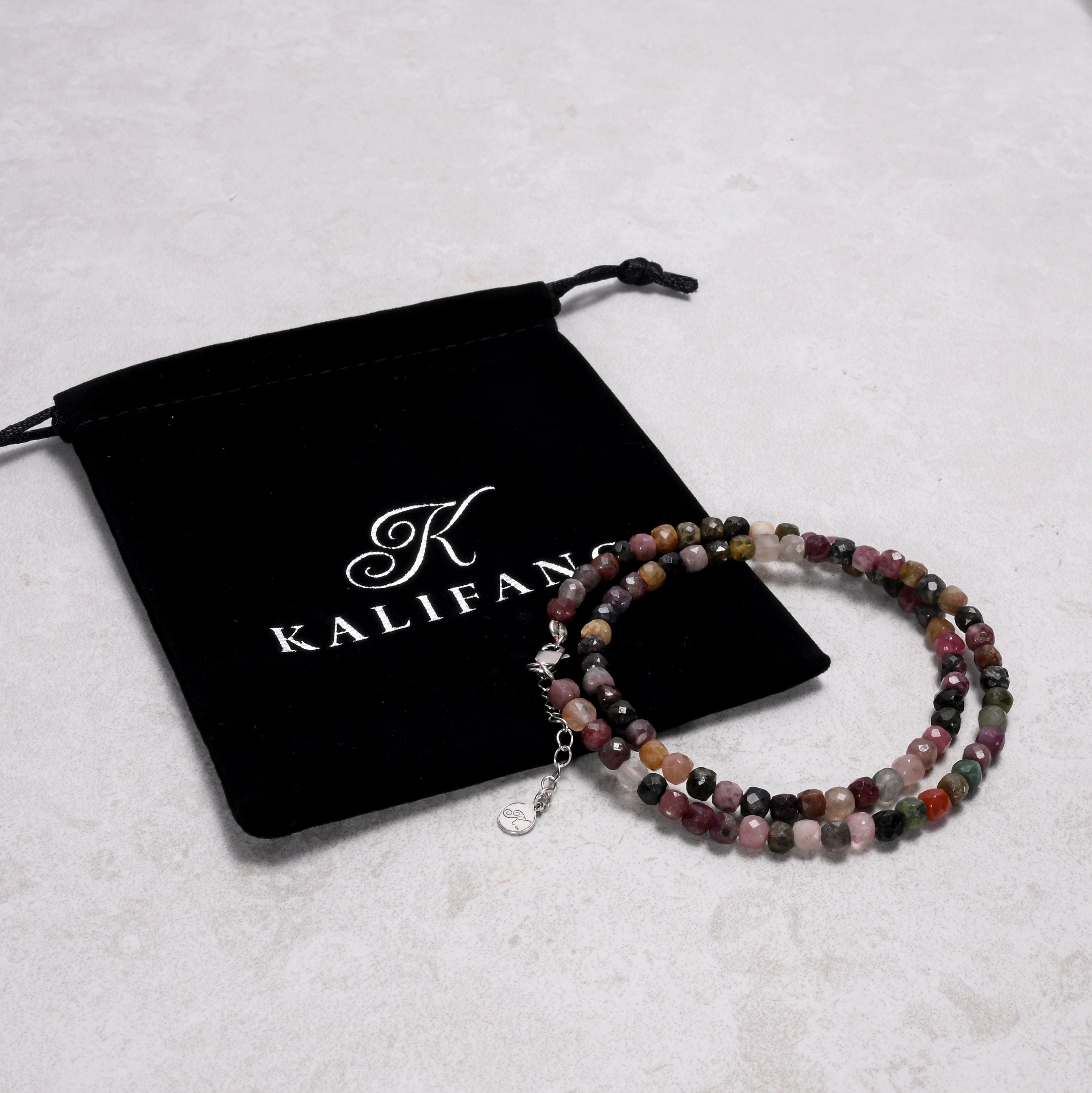 KALIFANO Gemstone Jewelry Tourmaline 4mm Necklace With Sterling Silver Clasp - 16" N4-41S-TR