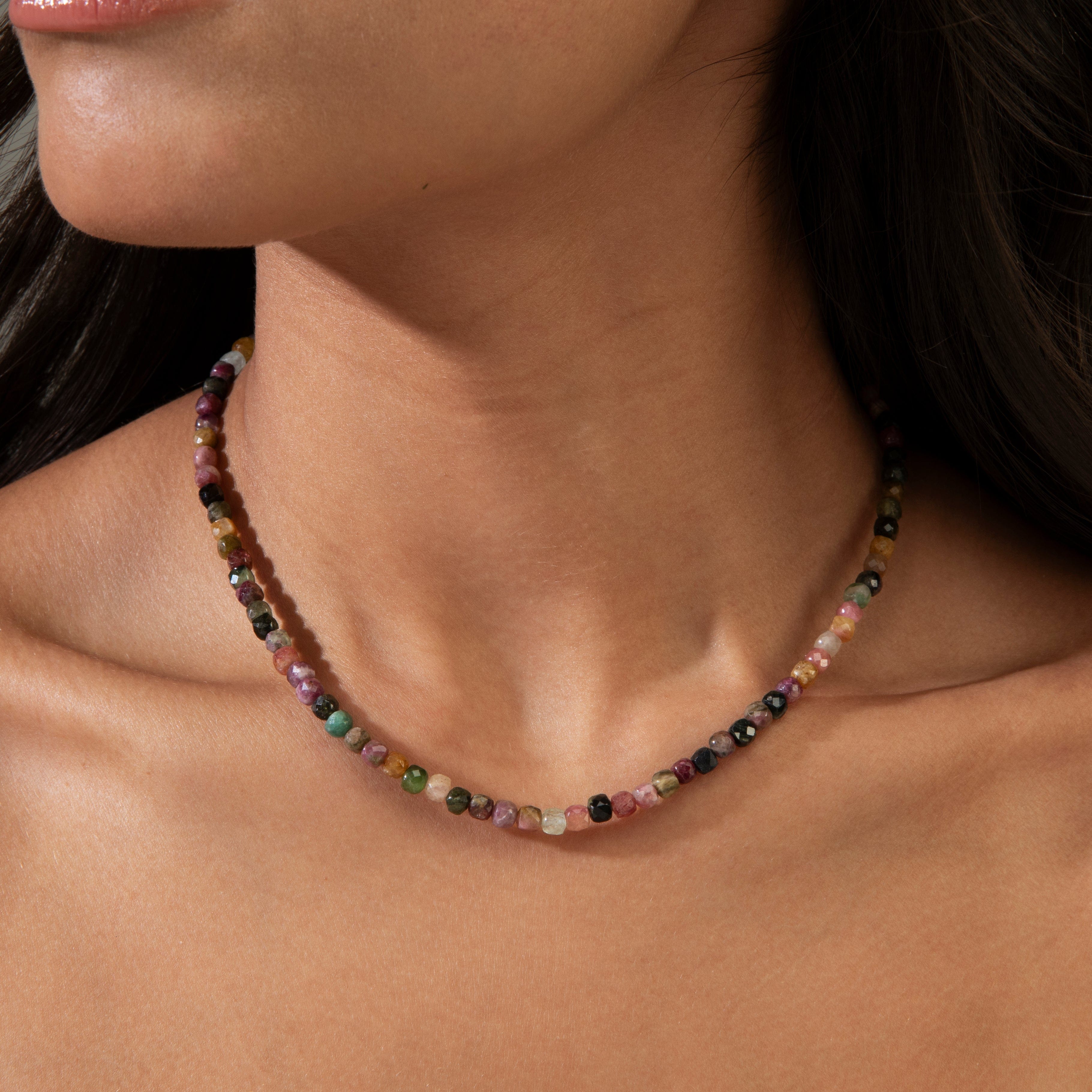 KALIFANO Gemstone Jewelry Tourmaline 4mm Necklace With Sterling Silver Clasp - 16" N4-41S-TR