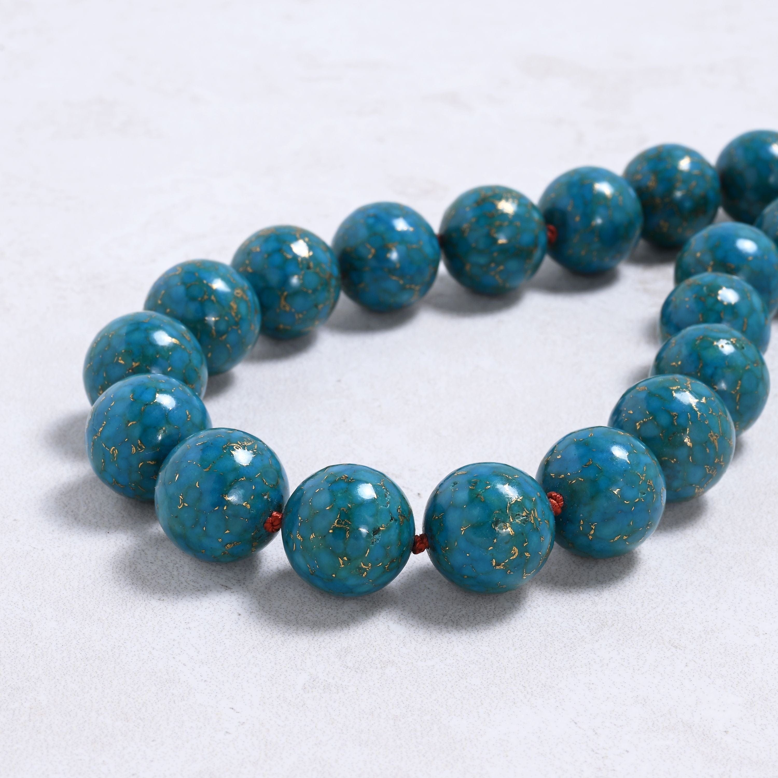 Kalifano Gemstone Jewelry Turquoise 18mm Round Gemstone Necklace with Sterling Silver Clasp - 22" 9SN-TQ3