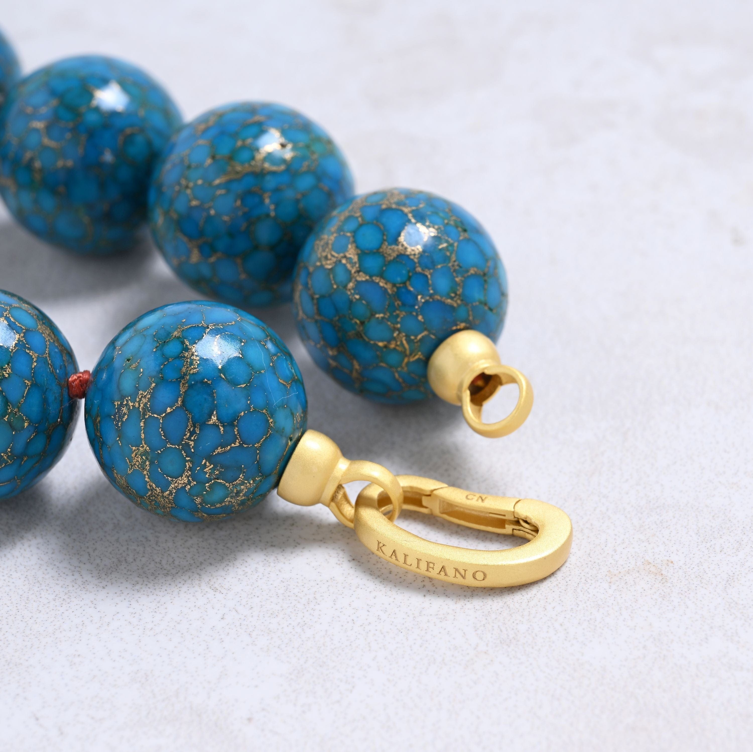 Kalifano Gemstone Jewelry Turquoise 20mm Round Gemstone Necklace with Sterling Silver Clasp - 22" 9GN-TQ2