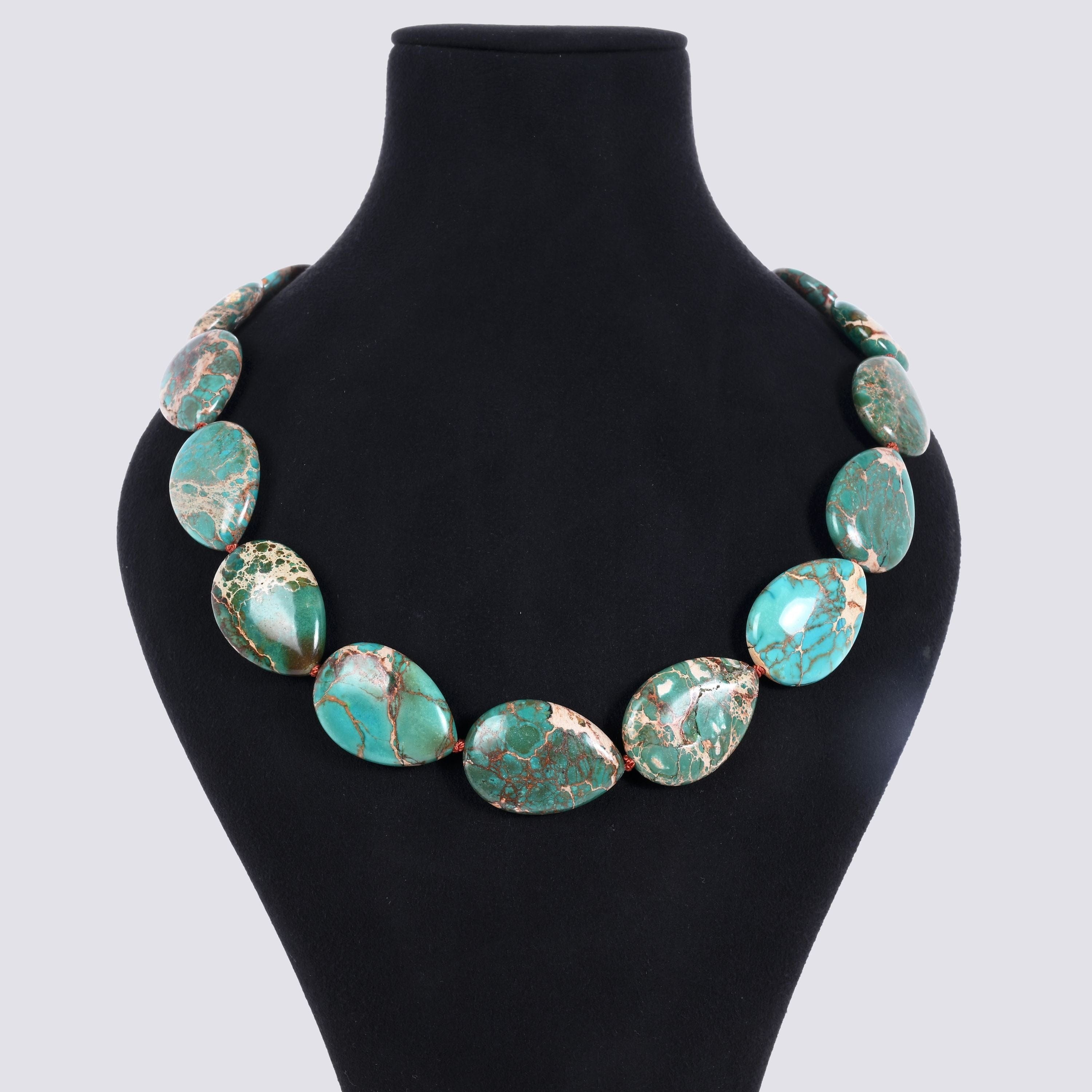 Kalifano Gemstone Jewelry Turquoise 22x30mm Water Drop Gemstone Necklace with Sterling Silver Clasp - 22" 9SN-TQ7