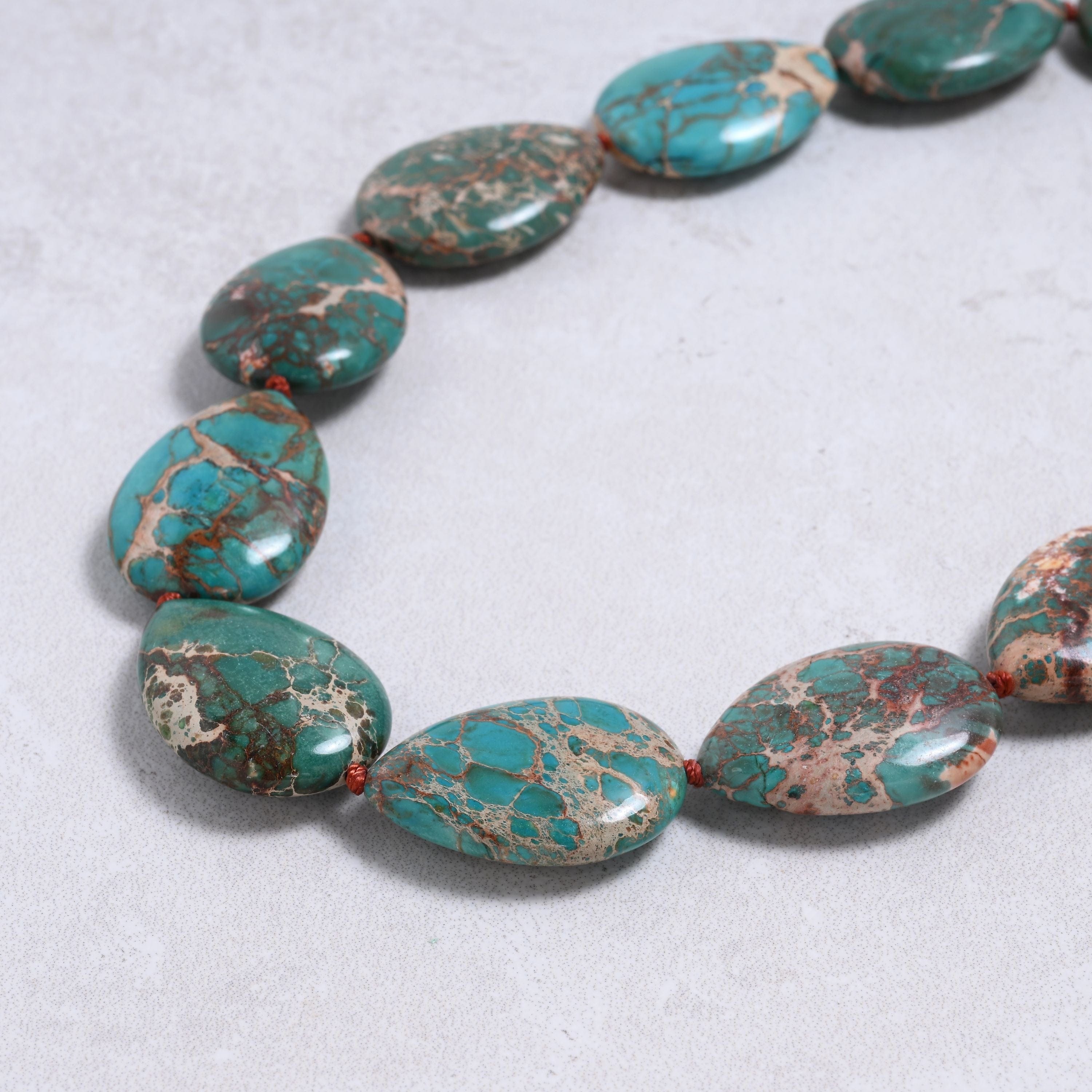 Kalifano Gemstone Jewelry Turquoise 22x30mm Water Drop Gemstone Necklace with Sterling Silver Clasp - 22" 9SN-TQ7