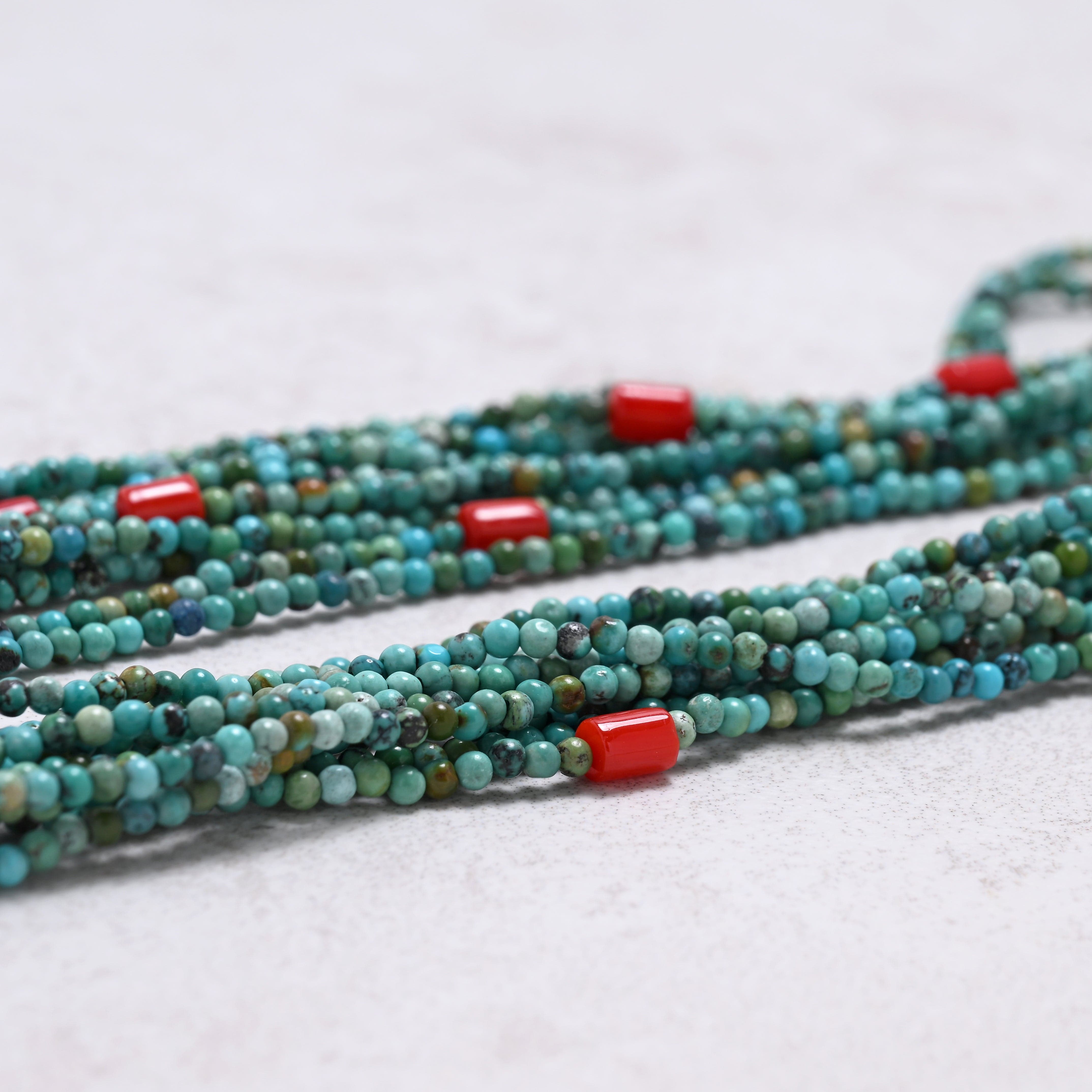 KALIFANO Gemstone Jewelry Turquoise 2mm Necklace With Sterling Silver Clasp - 21.5" CCN10-TQ