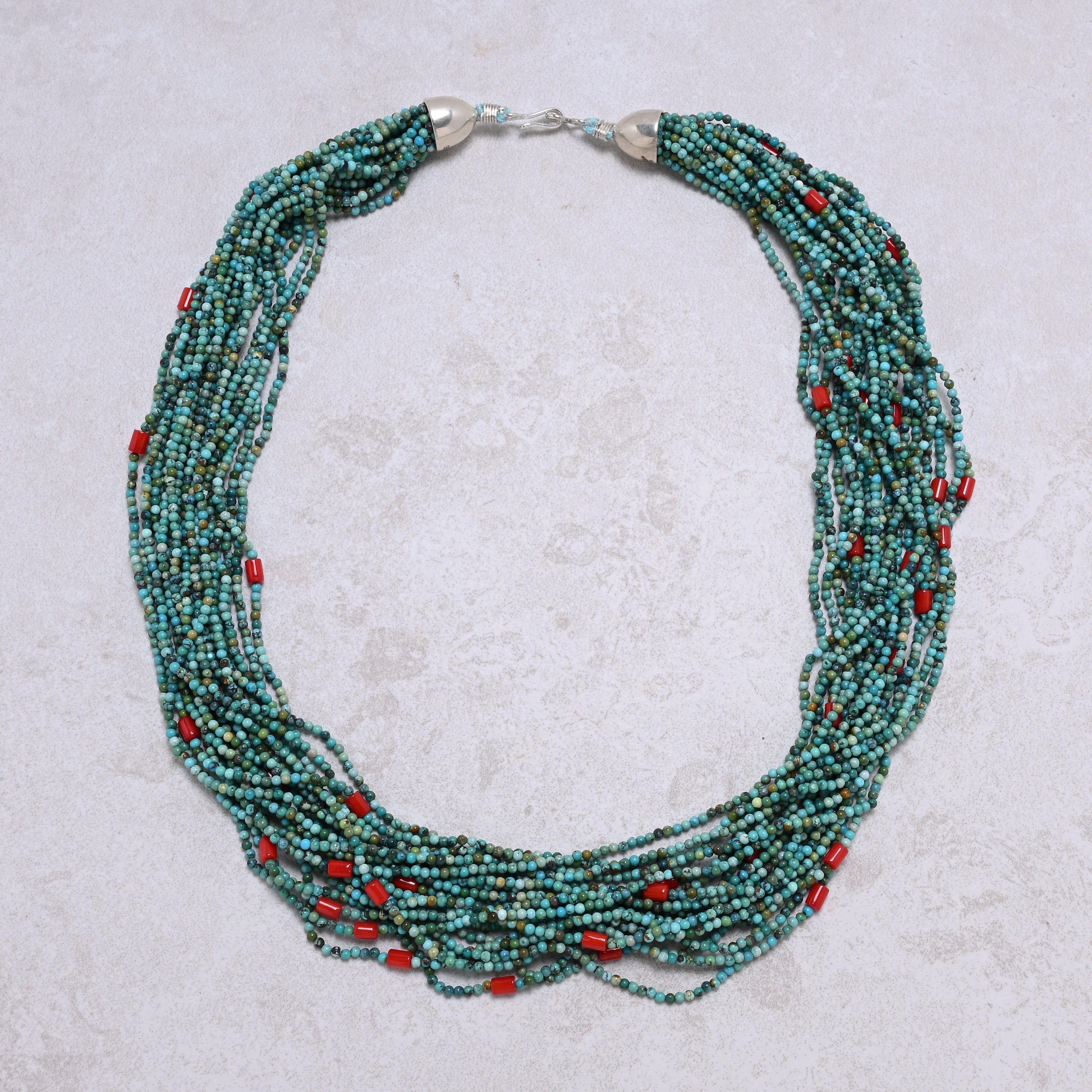 KALIFANO Gemstone Jewelry Turquoise 2mm Necklace With Sterling Silver Clasp - 21.5" CCN20-TQ