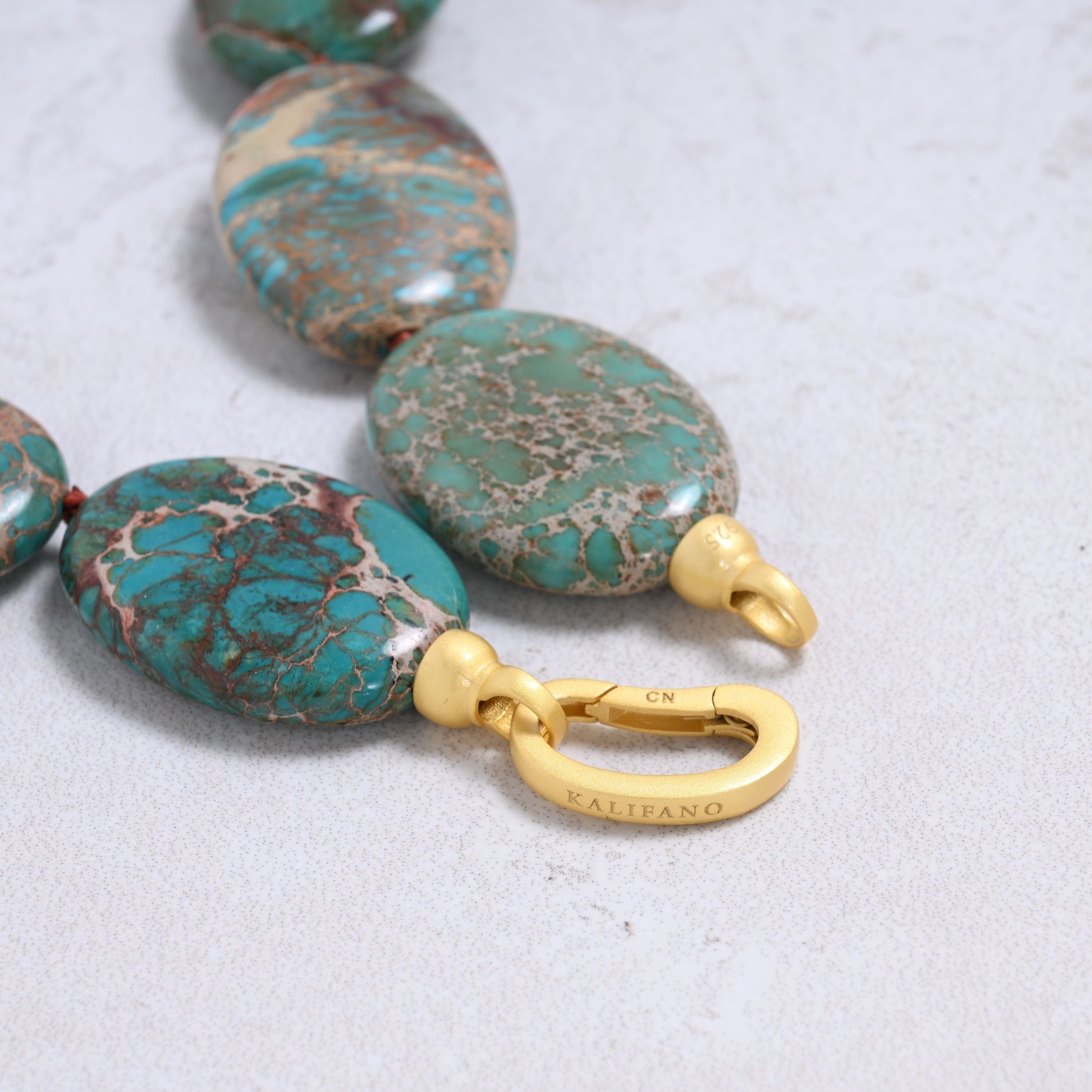 Kalifano Gemstone Jewelry Turquoise 30x22mm Oval Gemstone Necklace with Sterling Silver Clasp - 22" 9GN-TQ