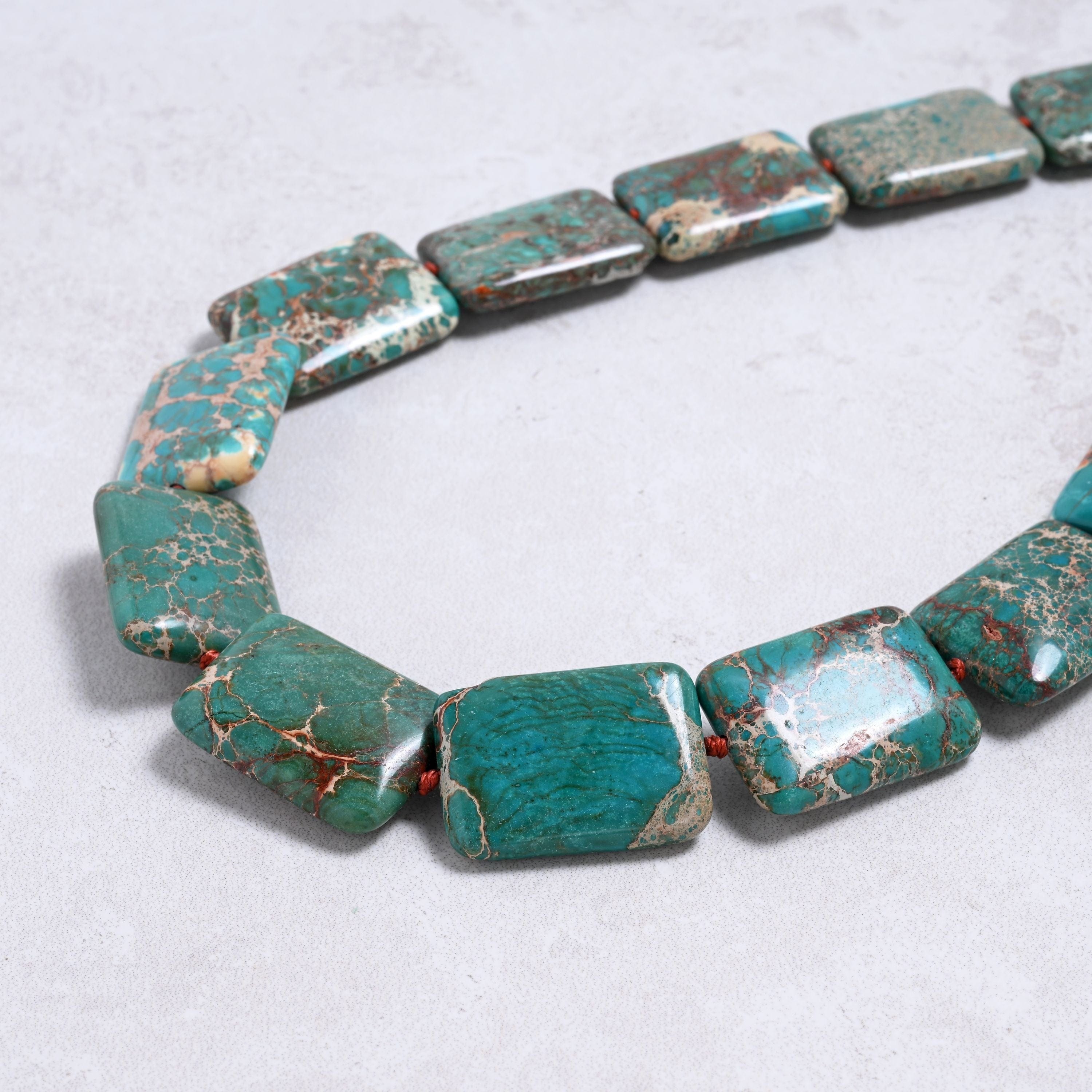 Kalifano Gemstone Jewelry Turquoise 31x22mm Square Gemstone Necklace with Sterling Silver Clasp - 22" 9SN-TQ6