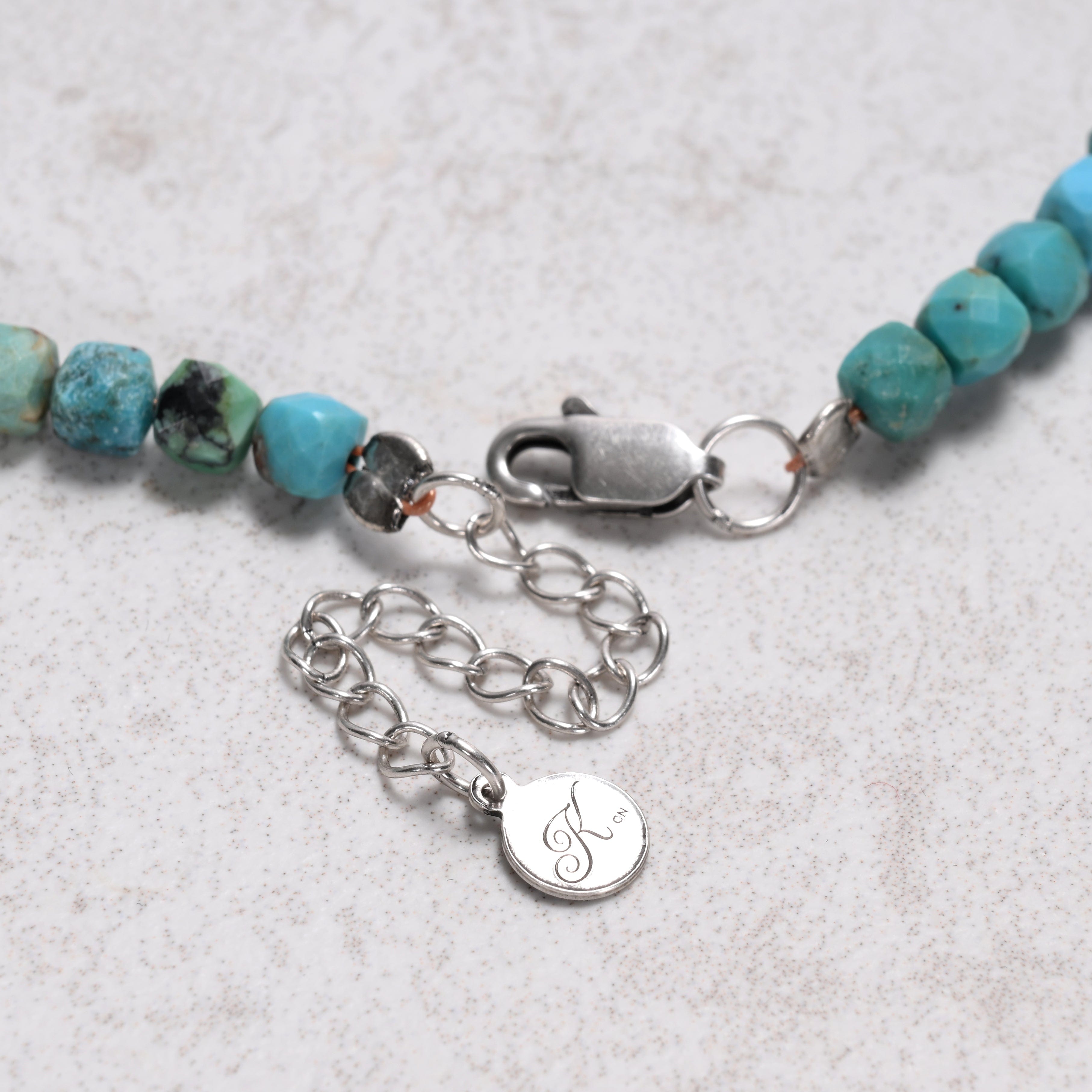KALIFANO Gemstone Jewelry Turquoise 4mm Necklace With Sterling Silver Clasp - 16" N4-41S-TQ