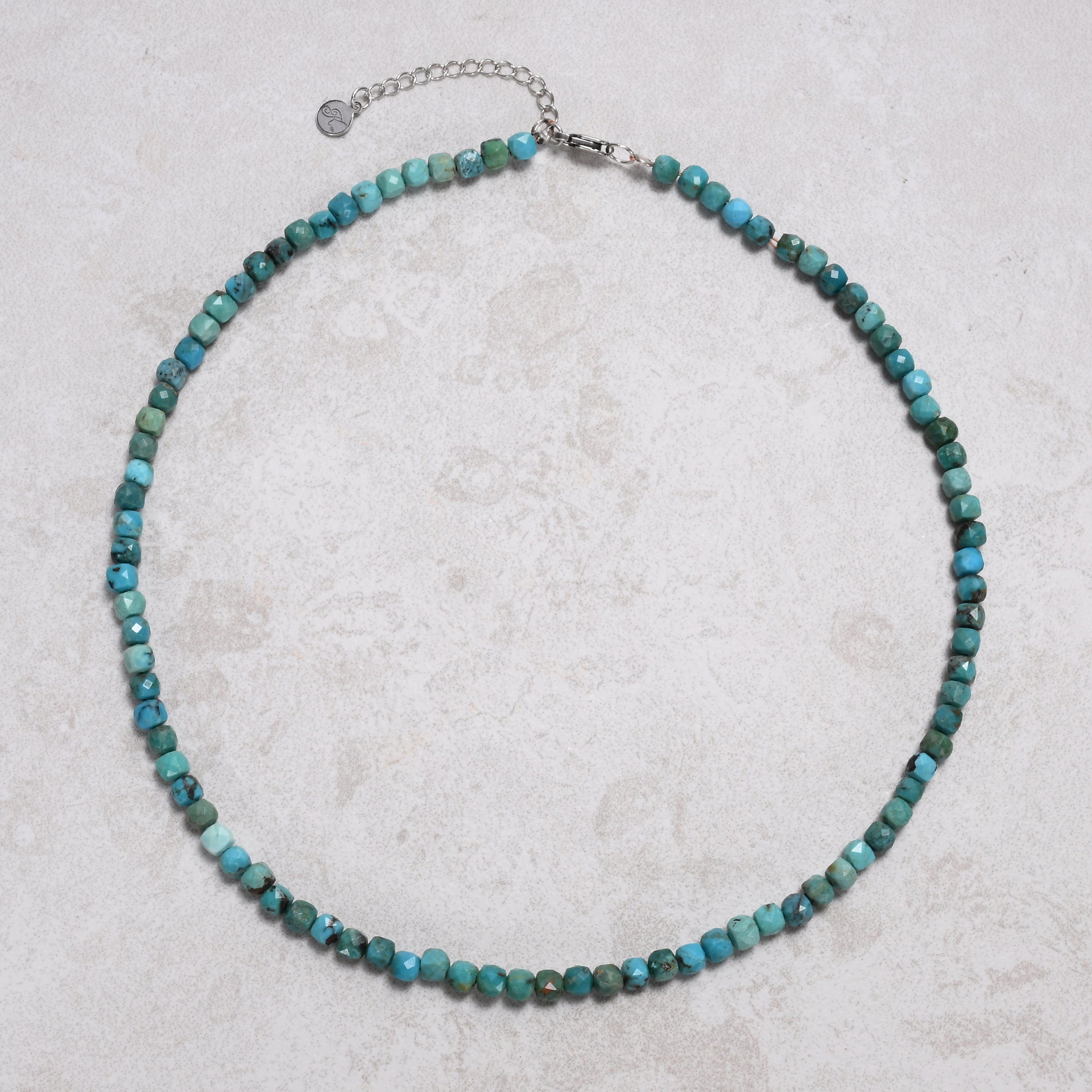 KALIFANO Gemstone Jewelry Turquoise 4mm Necklace With Sterling Silver Clasp - 16" N4-41S-TQ