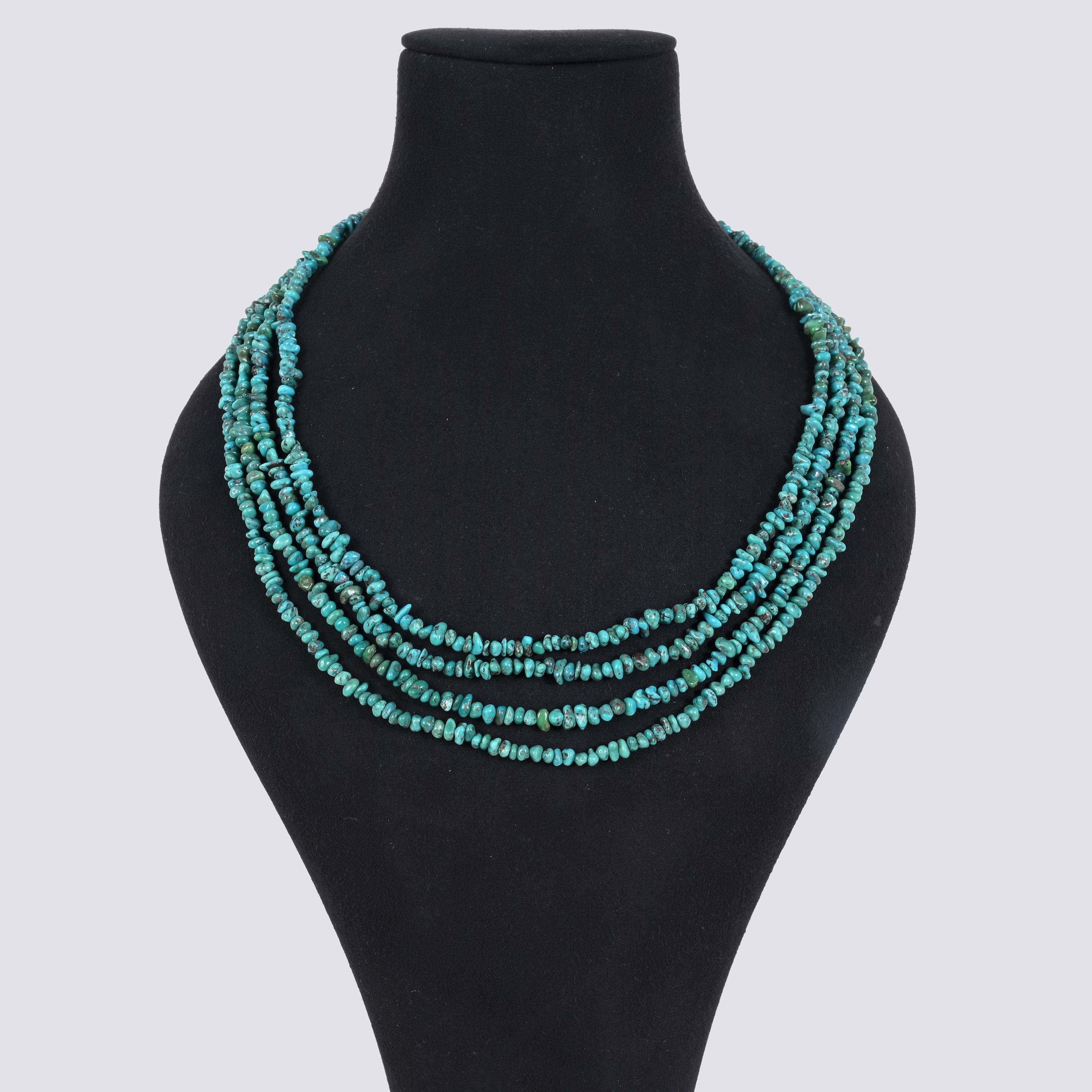 Kalifano Gemstone Jewelry Turquoise Chip Gemstone Necklace with Sterling Silver Clasp - 22" 8GN-BLTQ