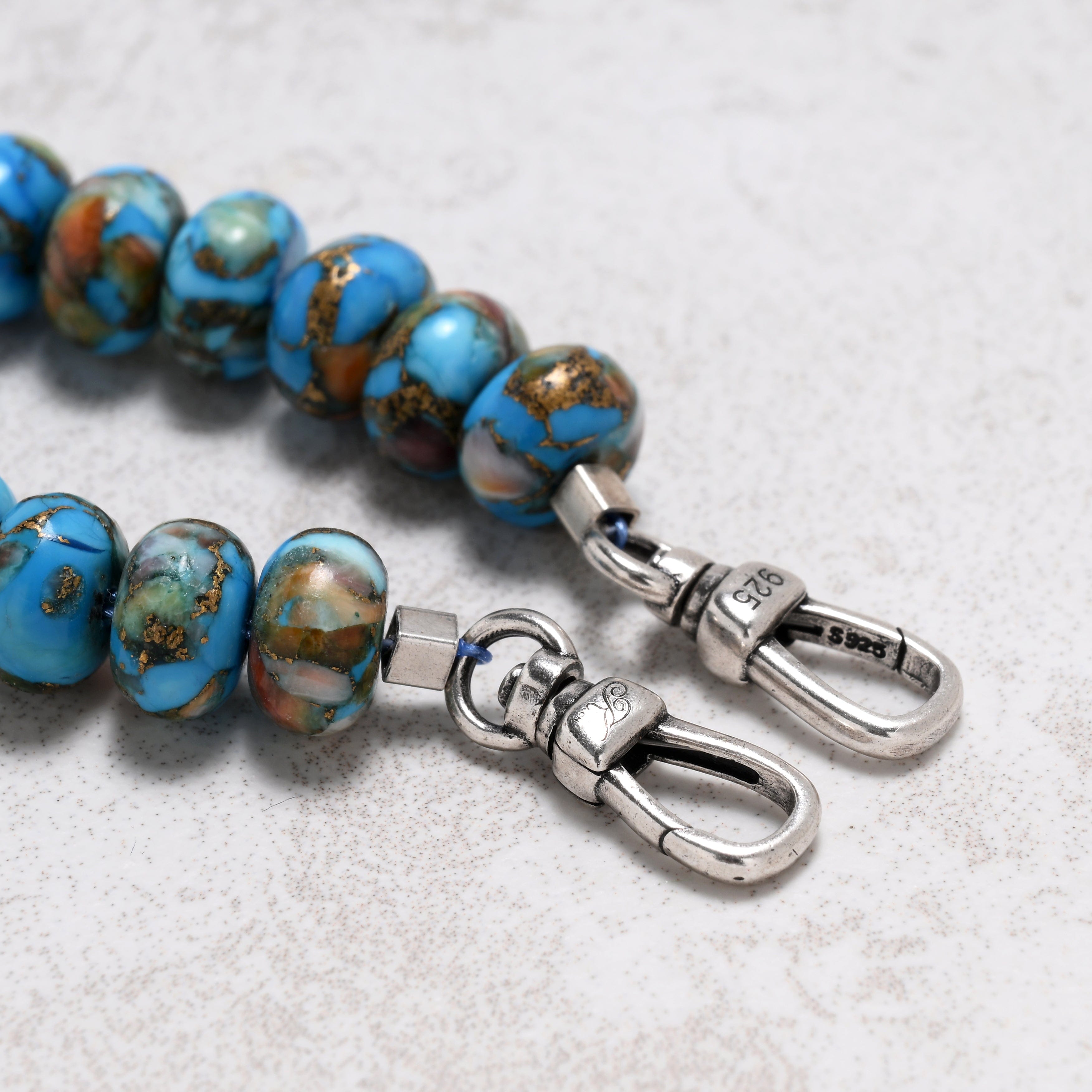 KALIFANO Gemstone Jewelry Turquoise Spiny Oyster 5x8mm Necklace With Sterling Silver Clasp - 21.5" 925N-12-HTSO