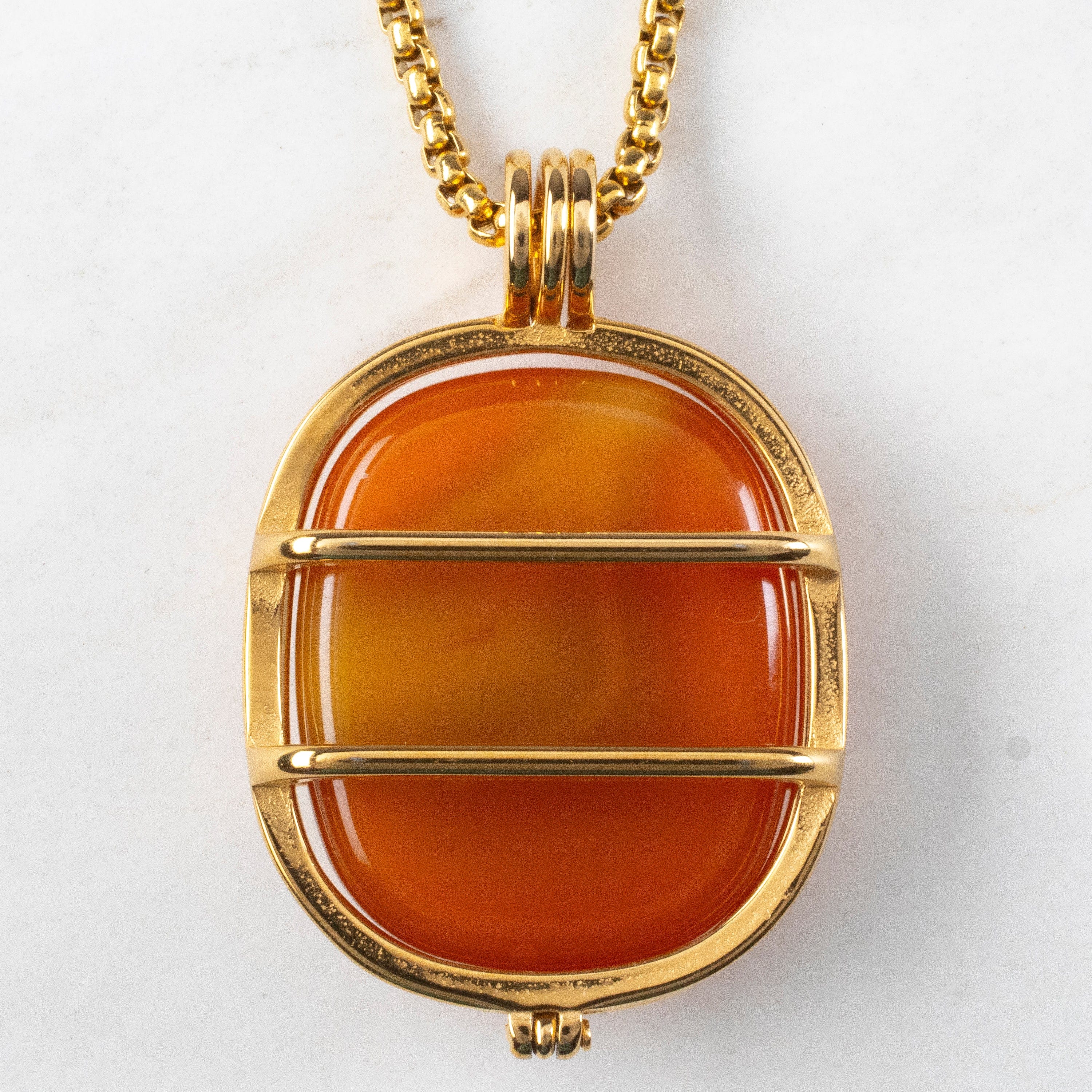 KALIFANO Gemstone Necklaces Stainless Steel Interchangeable Rectangle Locket with Chakra Gemstones | Adjustable Bolo Chain | 30"
