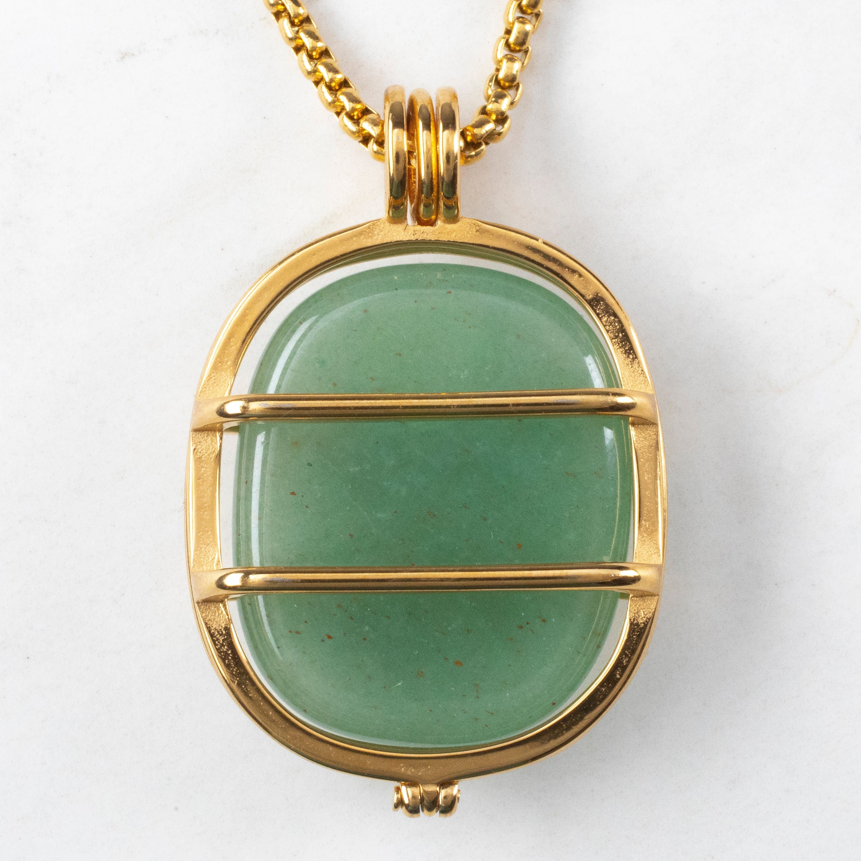 KALIFANO Gemstone Necklaces Stainless Steel Interchangeable Rectangle Locket with Chakra Gemstones | Adjustable Bolo Chain | 30"