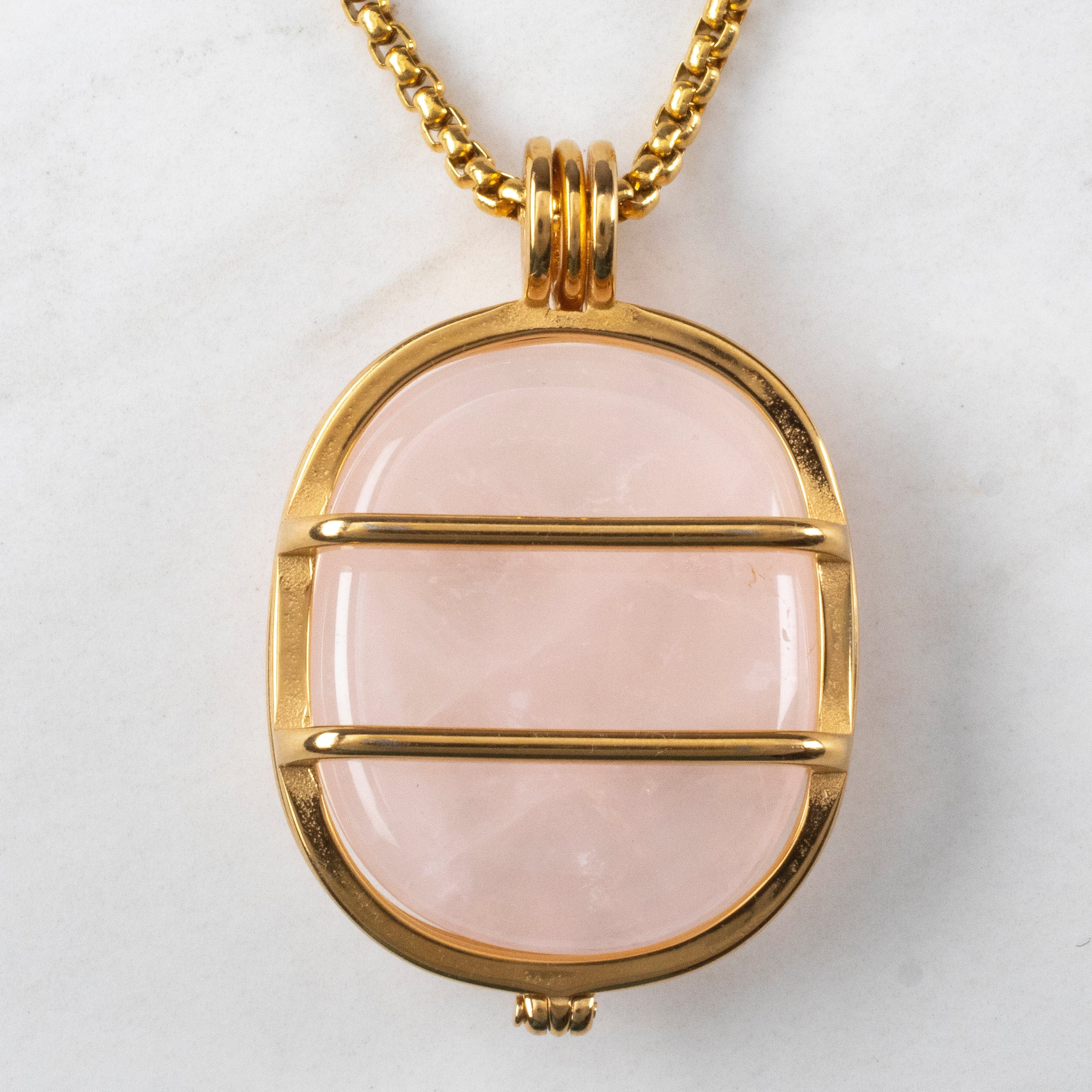 KALIFANO Gemstone Necklaces Stainless Steel Interchangeable Rectangle Locket with Chakra Gemstones | Adjustable Bolo Chain | 30"
