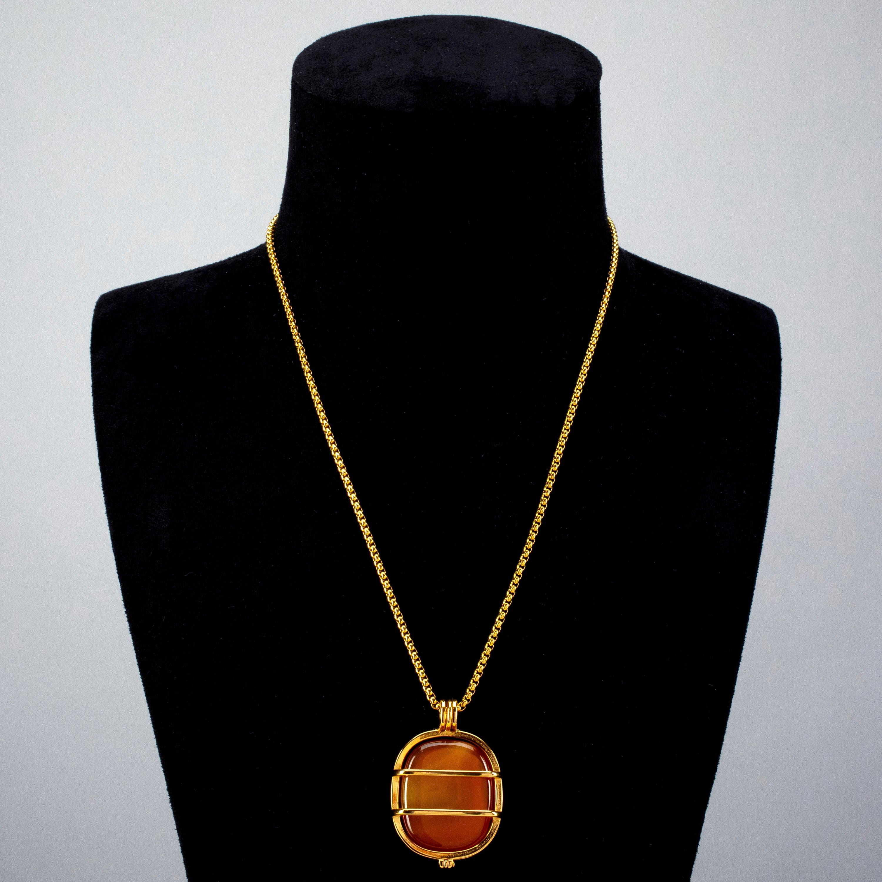KALIFANO Gemstone Necklaces Stainless Steel Interchangeable Rectangle Locket with Chakra Gemstones | Adjustable Bolo Chain | 30"