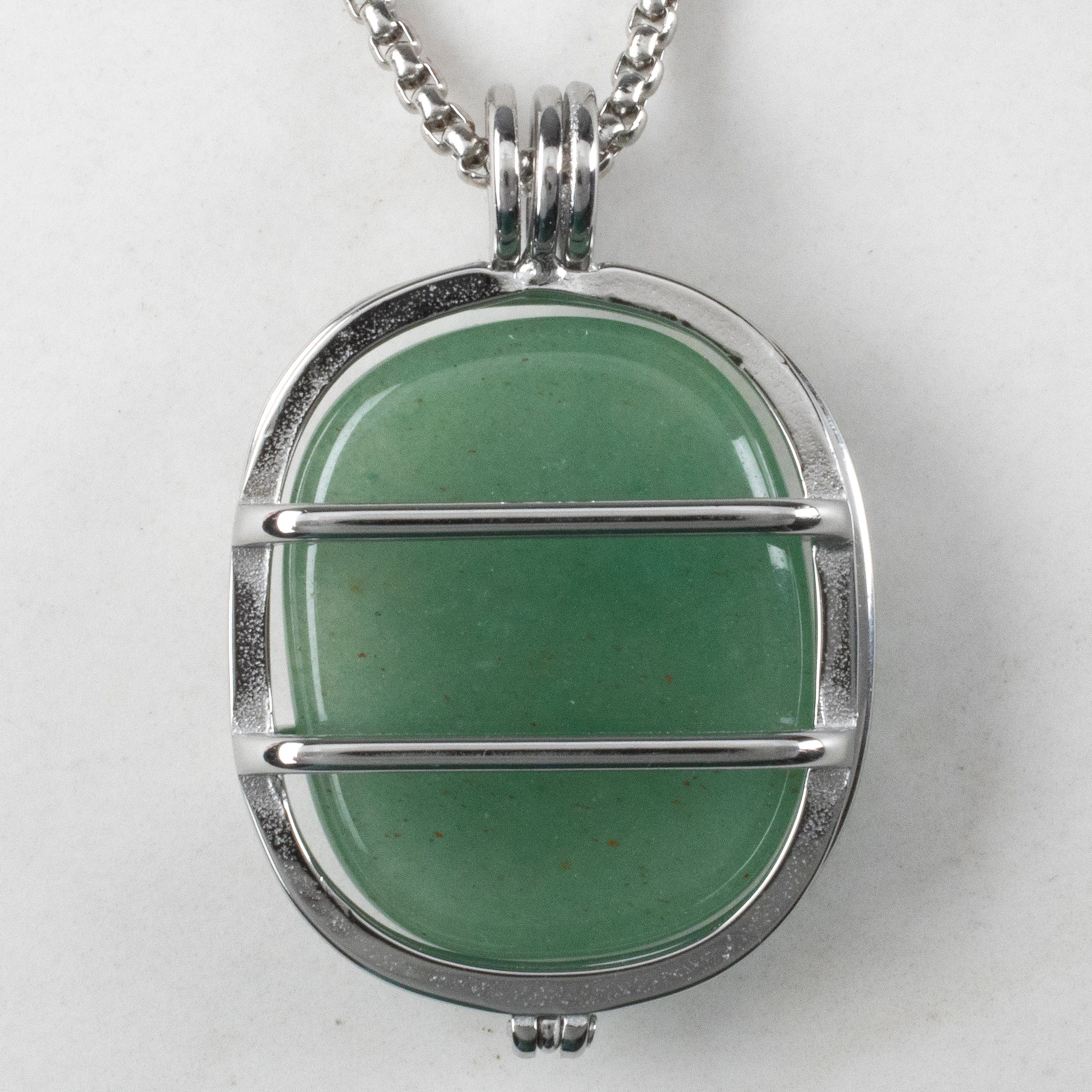KALIFANO Gemstone Necklaces Stainless Steel Interchangeable Rectangle Locket with Chakra Gemstones | Adjustable Bolo Chain | 30"