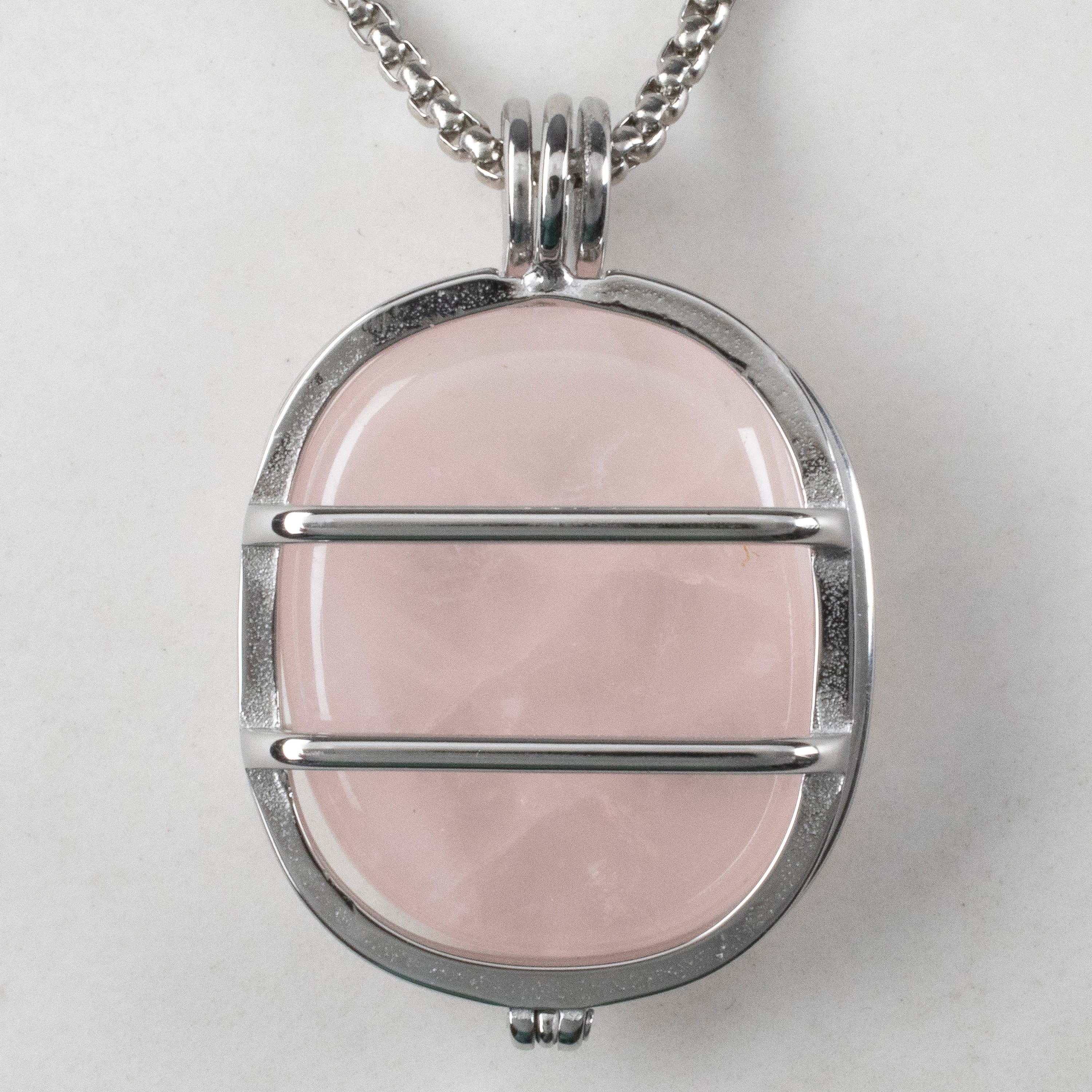 KALIFANO Gemstone Necklaces Stainless Steel Interchangeable Rectangle Locket with Chakra Gemstones | Adjustable Bolo Chain | 30"