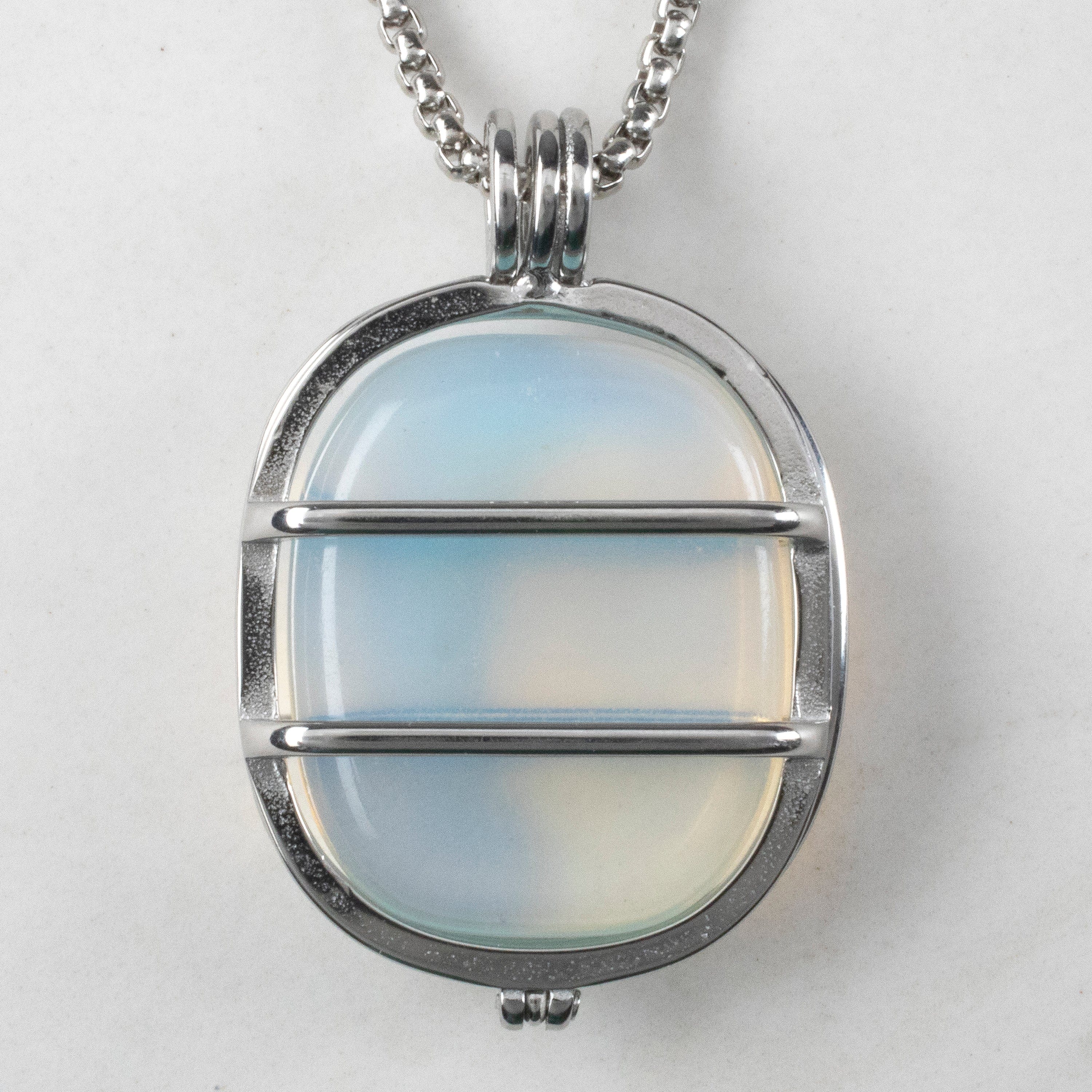 KALIFANO Gemstone Necklaces Stainless Steel Interchangeable Rectangle Locket with Chakra Gemstones | Adjustable Bolo Chain | 30"