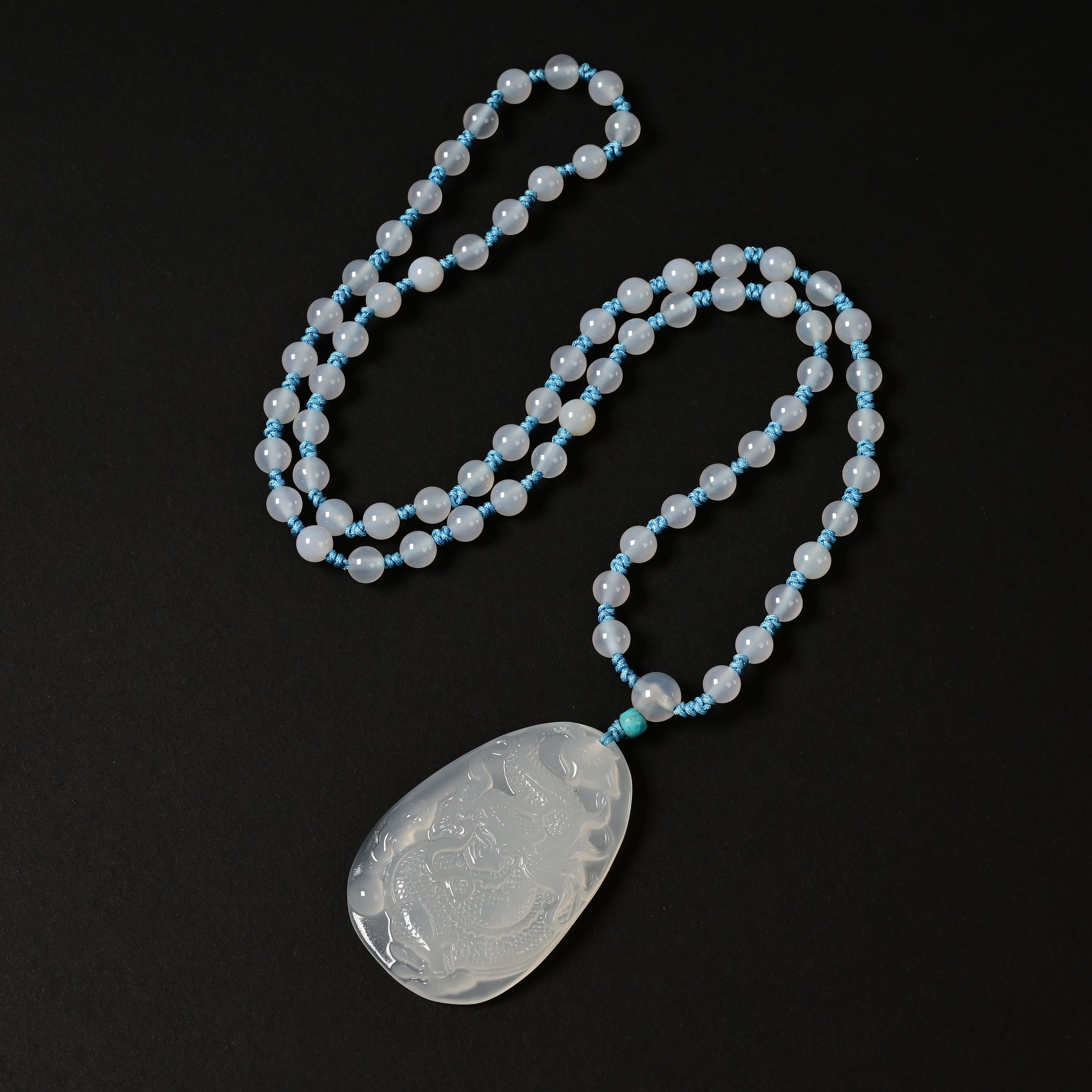 KALIFANO Gemstone Necklaces White Agate Dragon Necklace ODR-WA